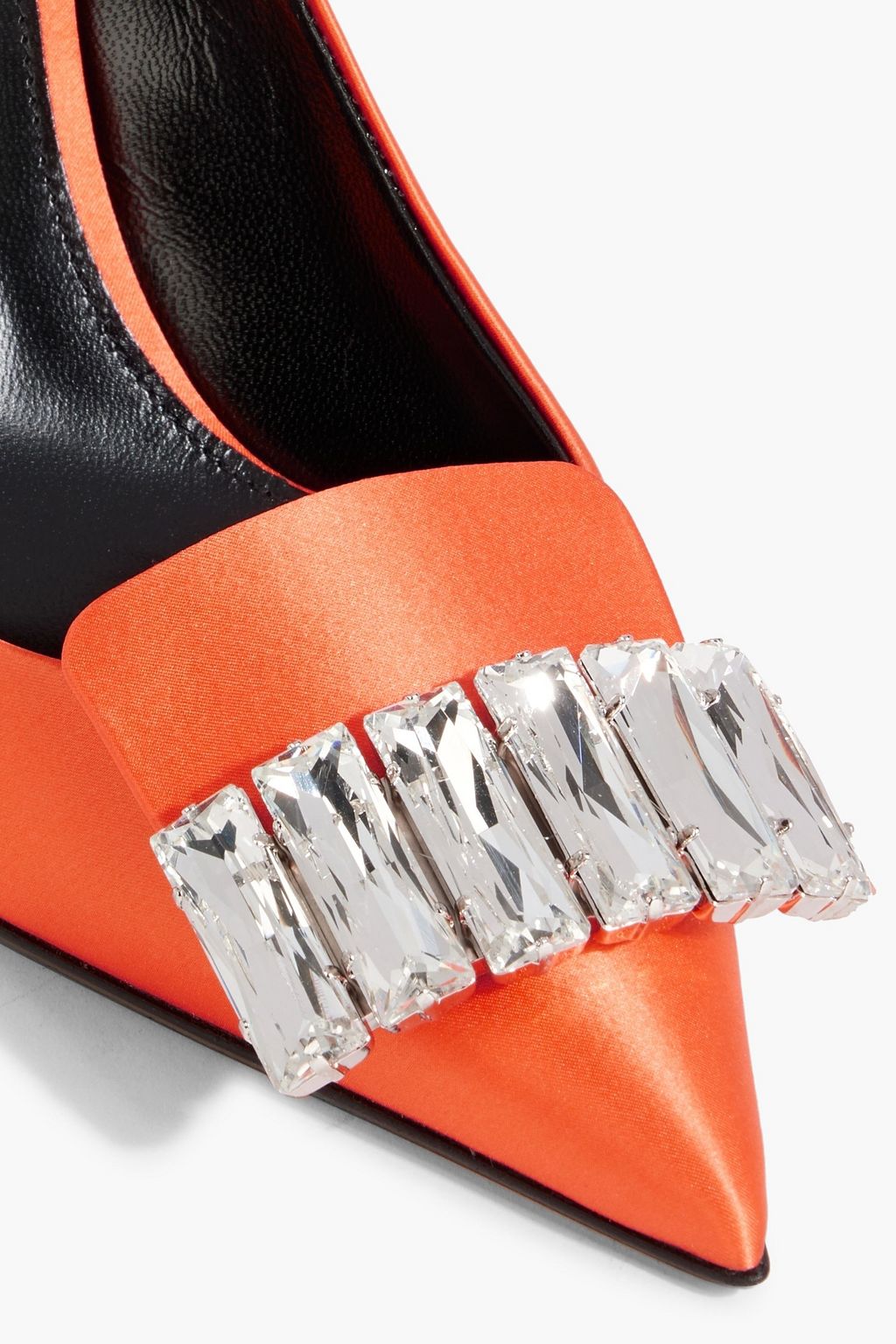 SERGIO ROSSI sr1 90 crystal-embellished satin pumps