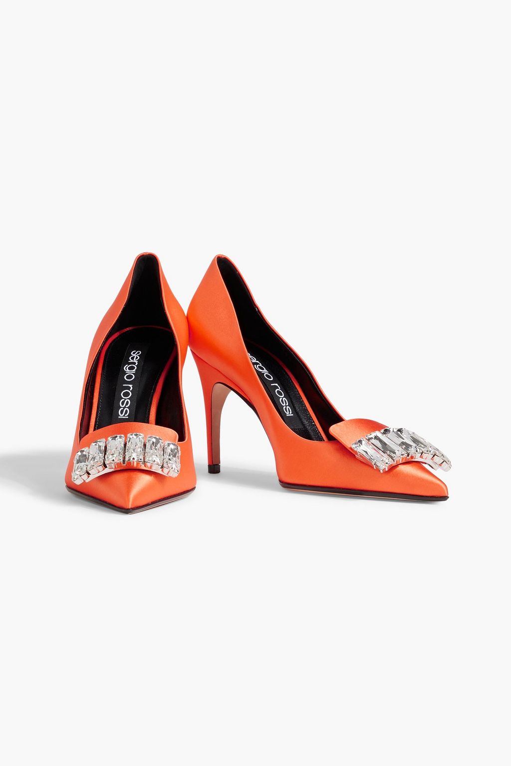 SERGIO ROSSI sr1 90 crystal-embellished satin pumps