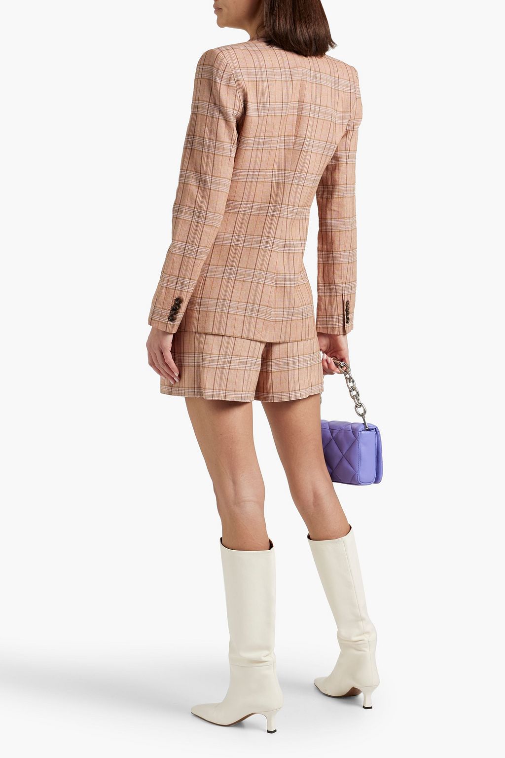 DEREK LAM 10 CROSBY Checked linen-blend tweed blazer