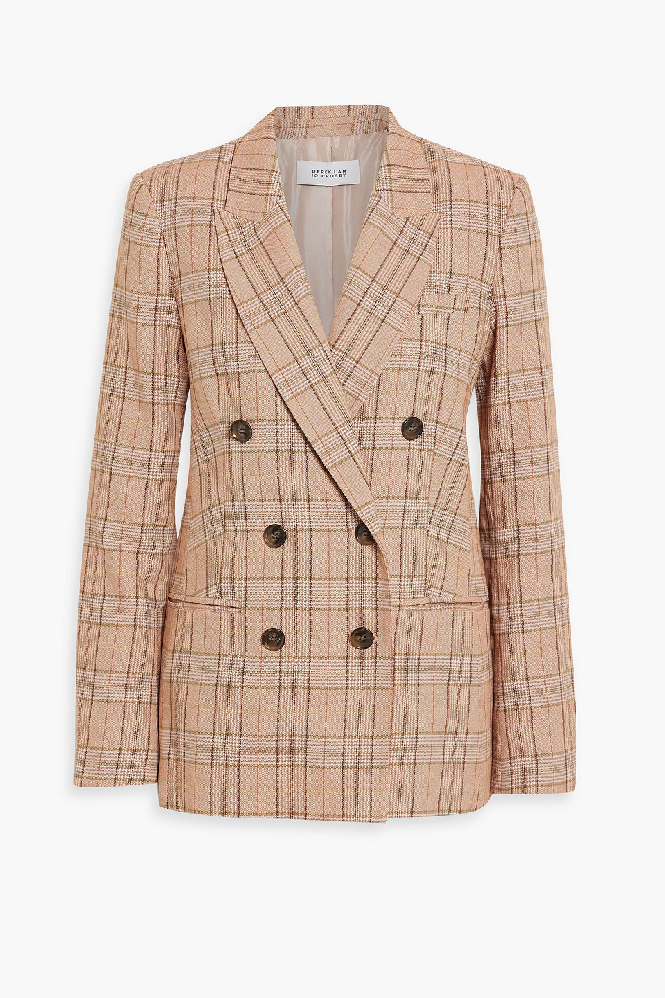 Derek Lam 10 Crosby Checked Linen-blend Tweed Blazer In Antique Rose