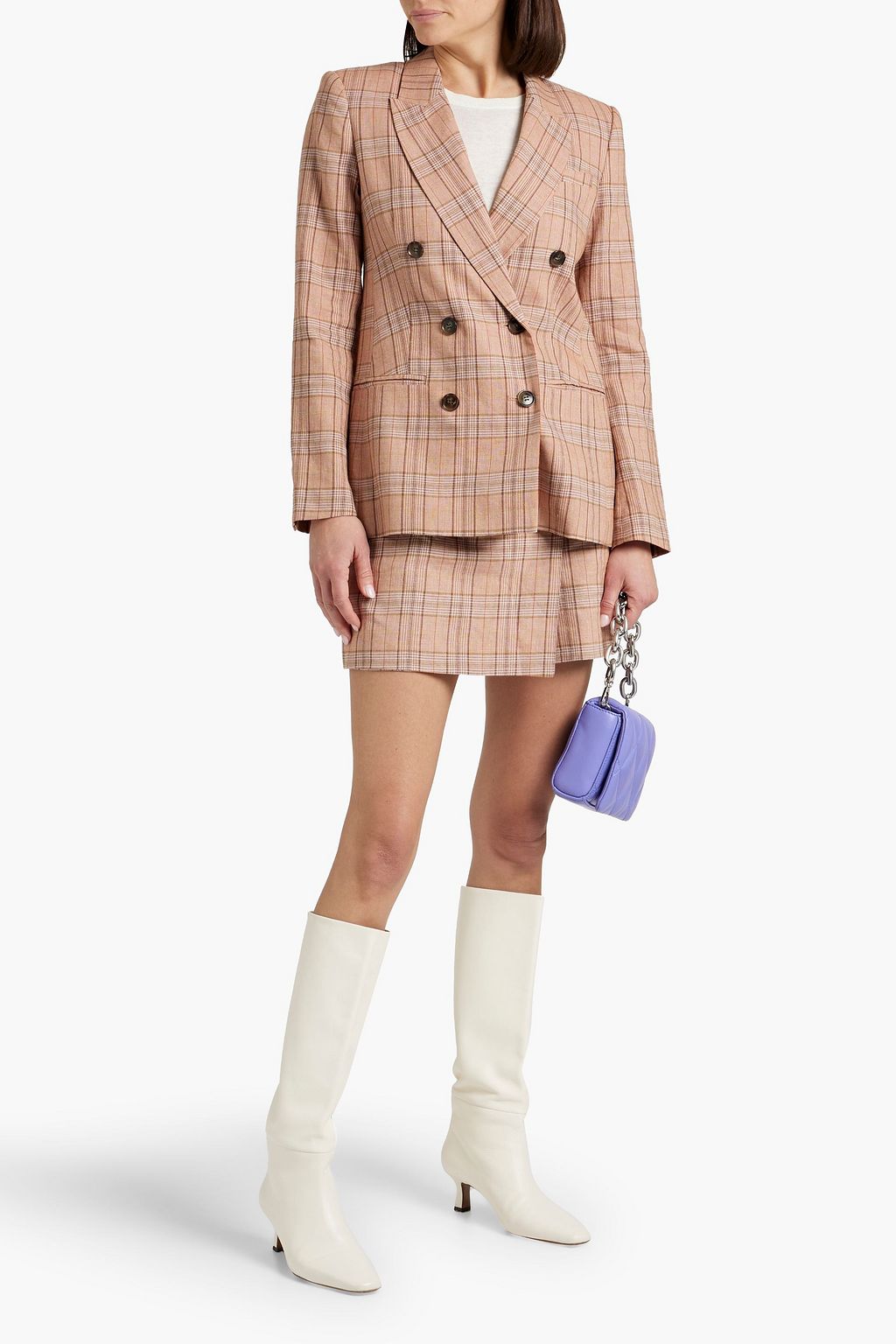 DEREK LAM 10 CROSBY Checked linen-blend tweed blazer