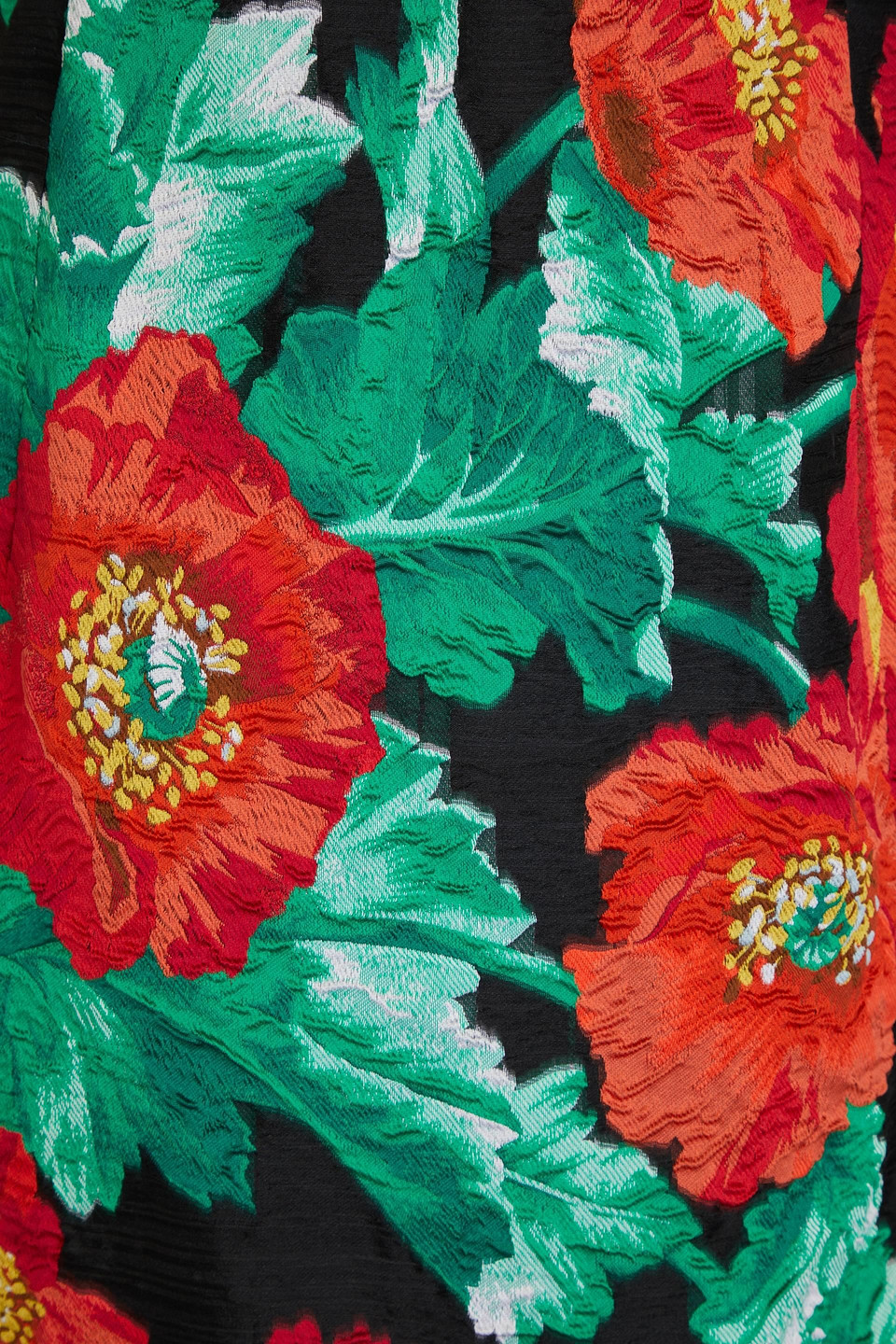 Oscar De La Renta Floral Cloqué-jacquard Midi Dress In Green