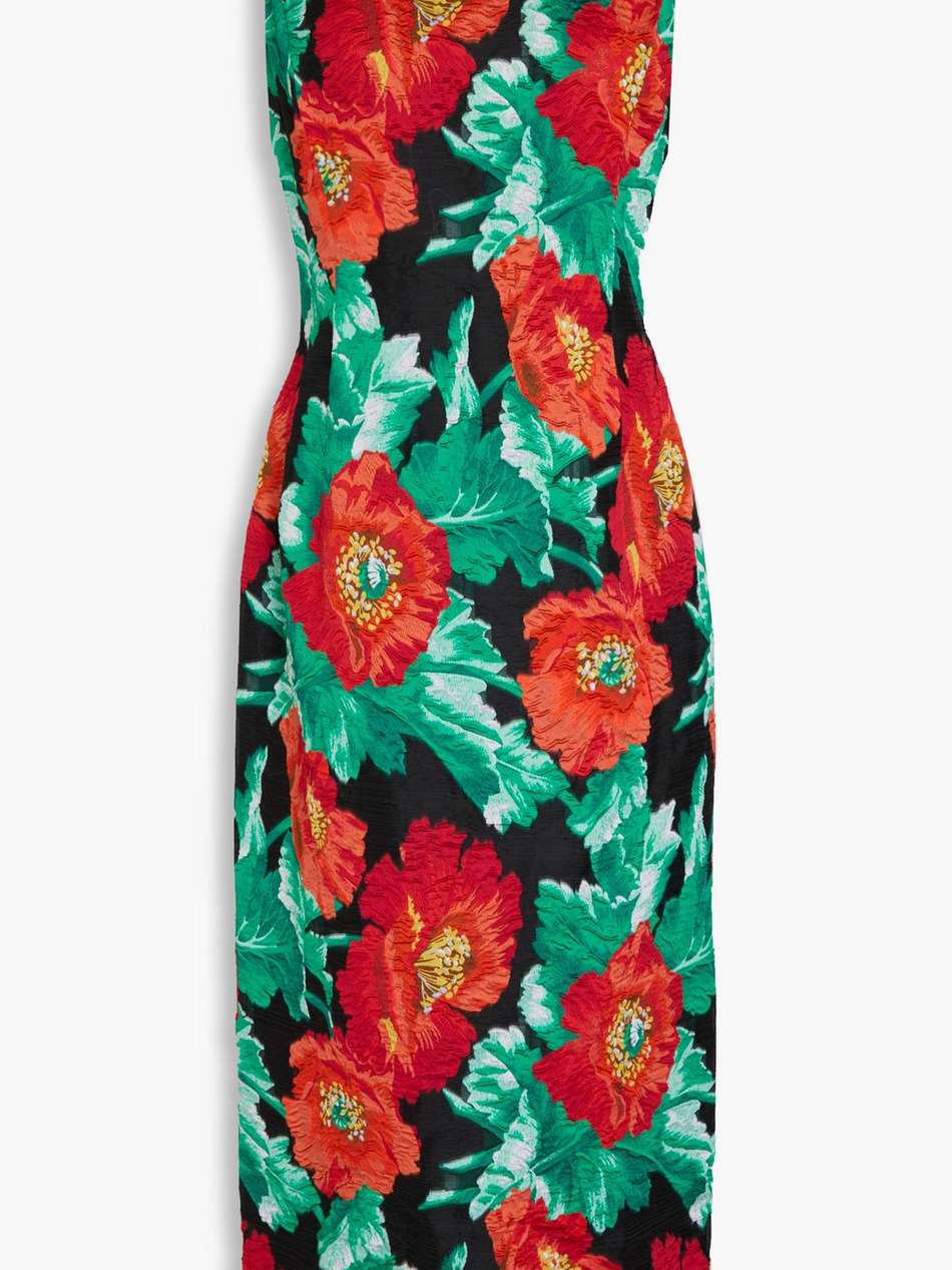 floral cloqué-jacquard midi dress