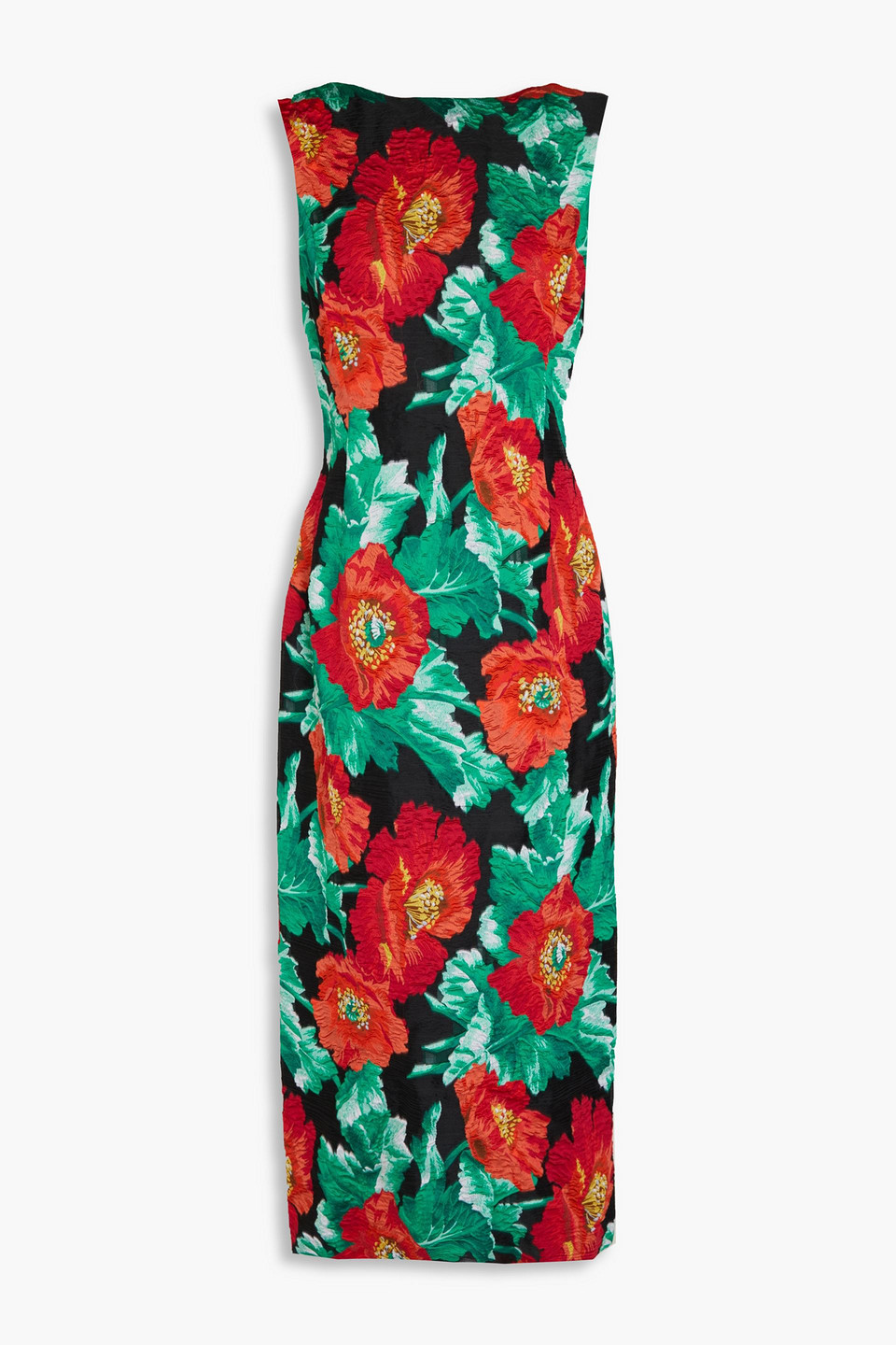 Oscar De La Renta Floral Cloqué-jacquard Midi Dress In Green