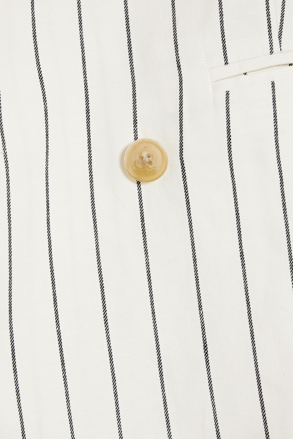 DEREK LAM 10 CROSBY WALTER DOUBLE-BREASTED PINSTRIPED LINEN AND COTTON-BLEND BLAZER