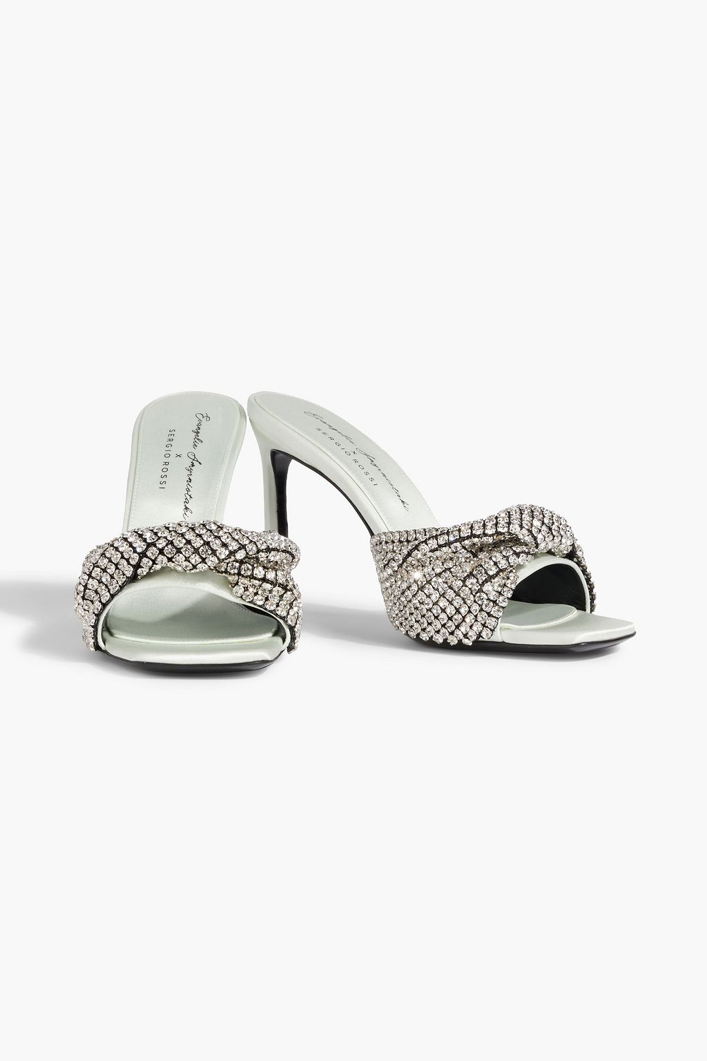 EVANGELIE SMYRNIOTAKI X SERGIO ROSSI sr Tyra 95 crystal-embellished satin mules