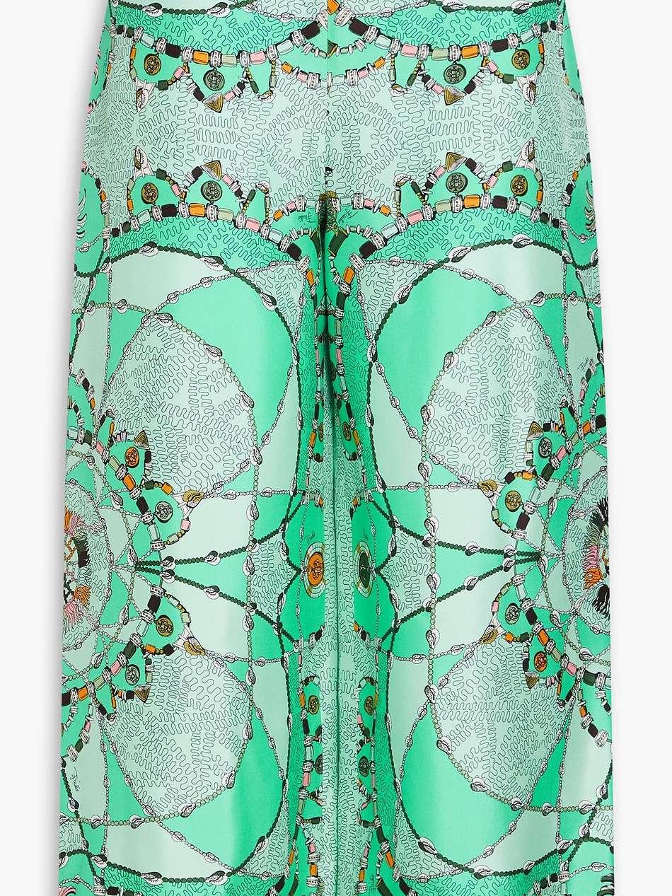 cropped printed silk-twill wide-leg pants