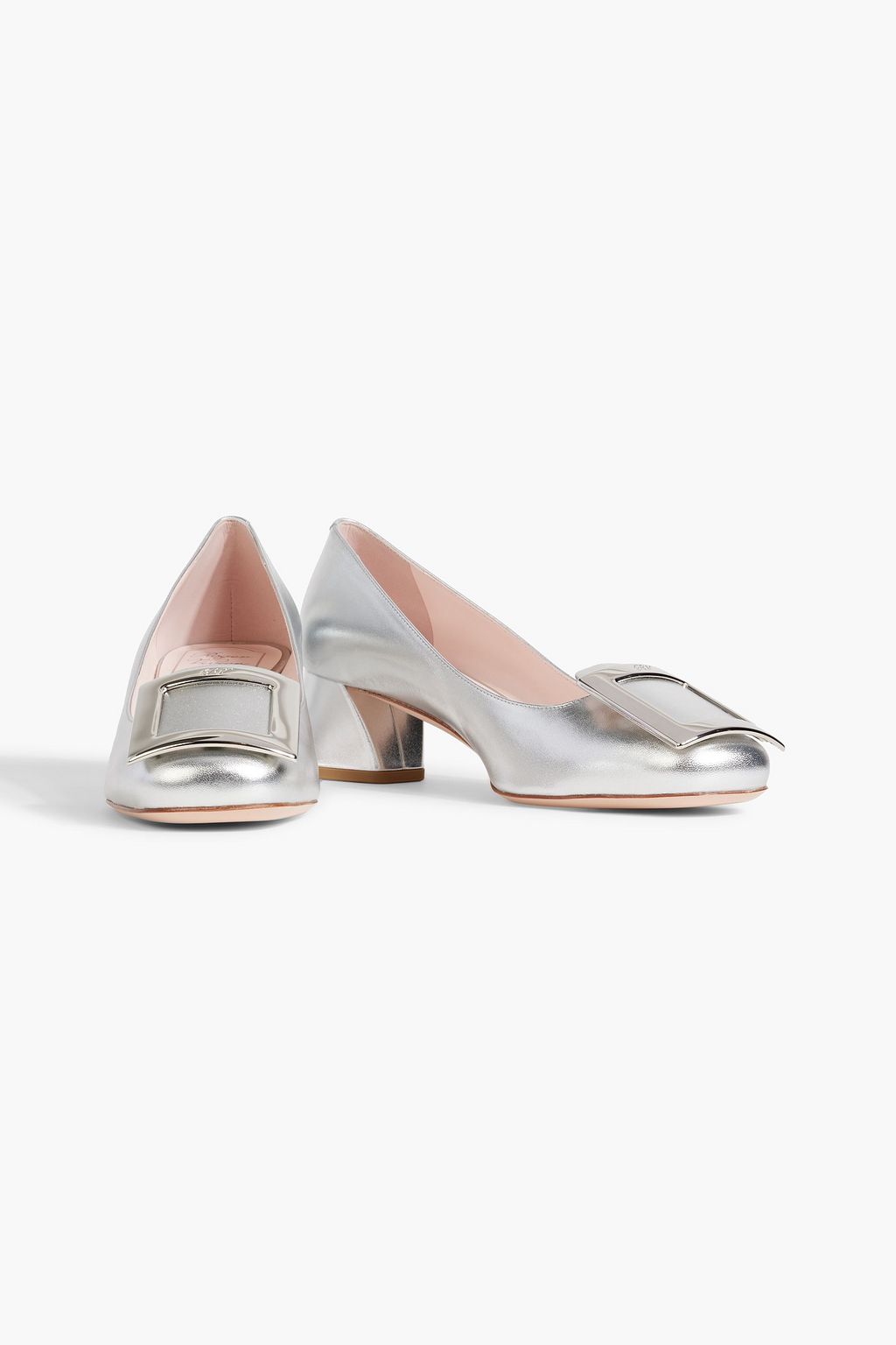 ROGER VIVIER 버클 장식 메탈릭 가죽 펌프스