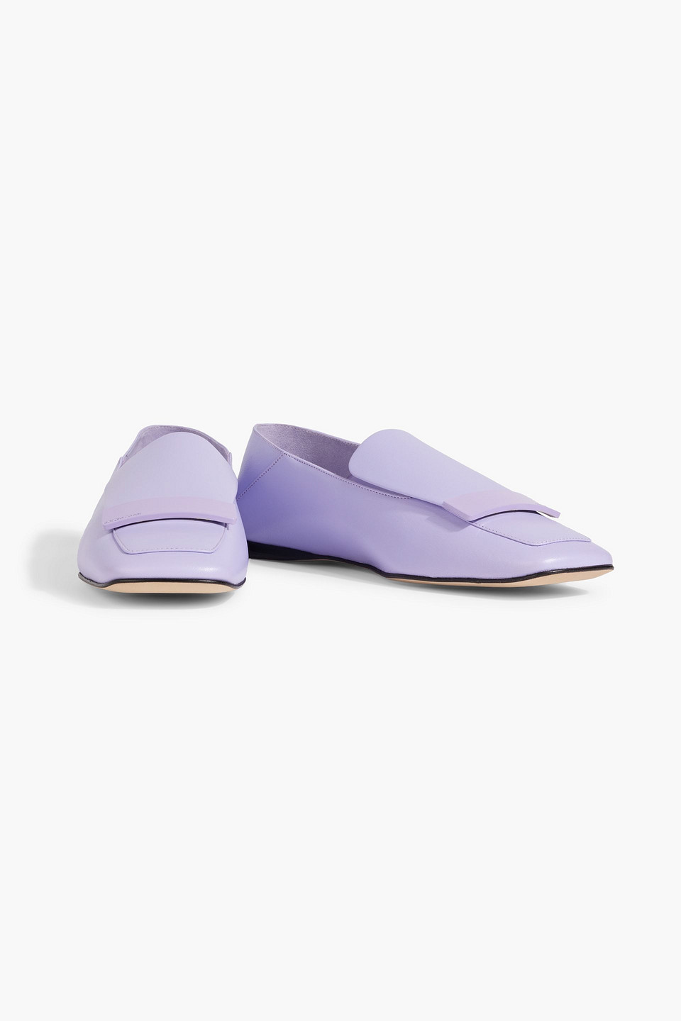 Shop Sergio Rossi Sr1 Leather Collapsible-heel Loafers In Lilac