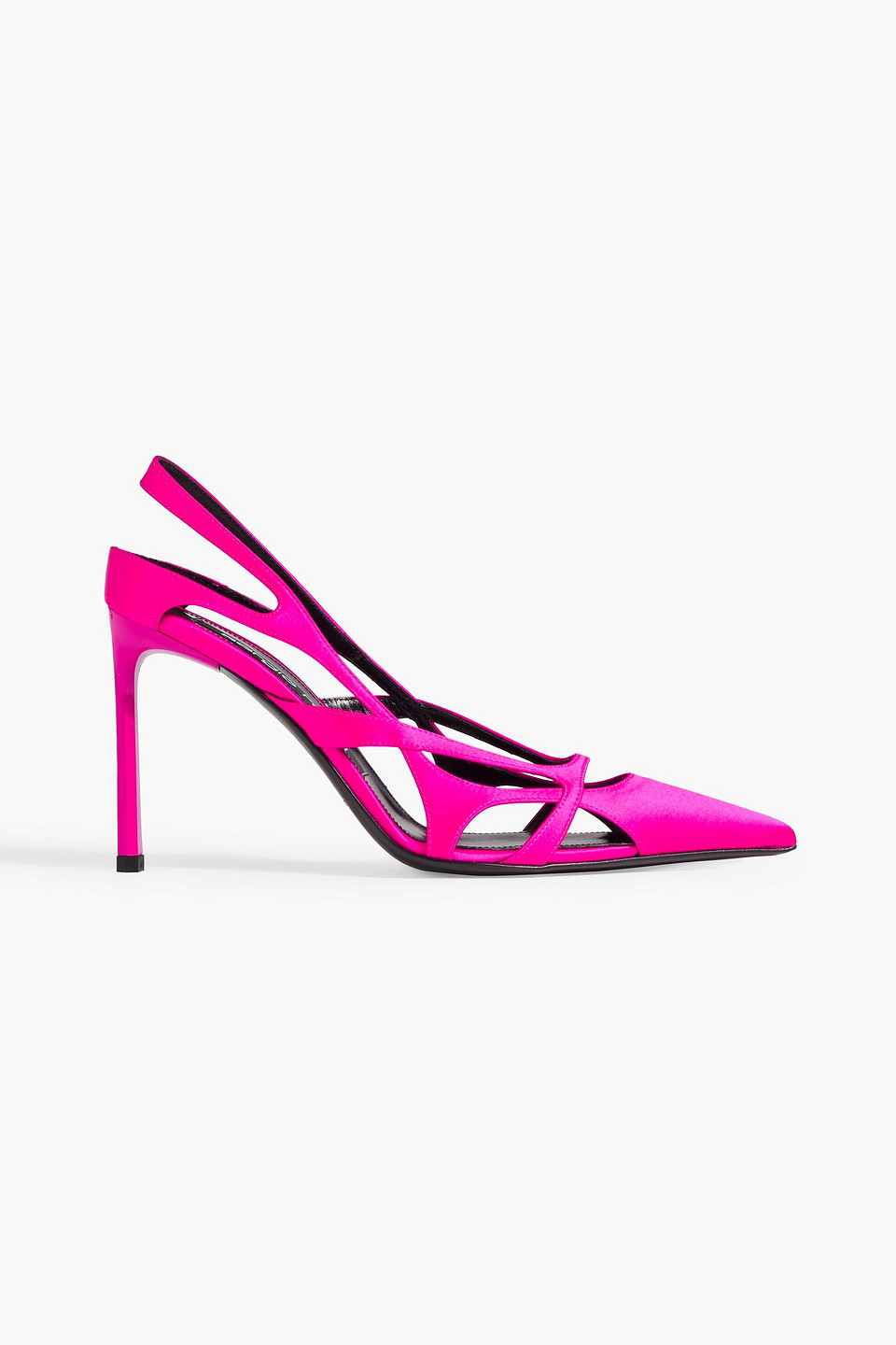 Sergio Rossi Cutout Satin Pumps In Bright Pink