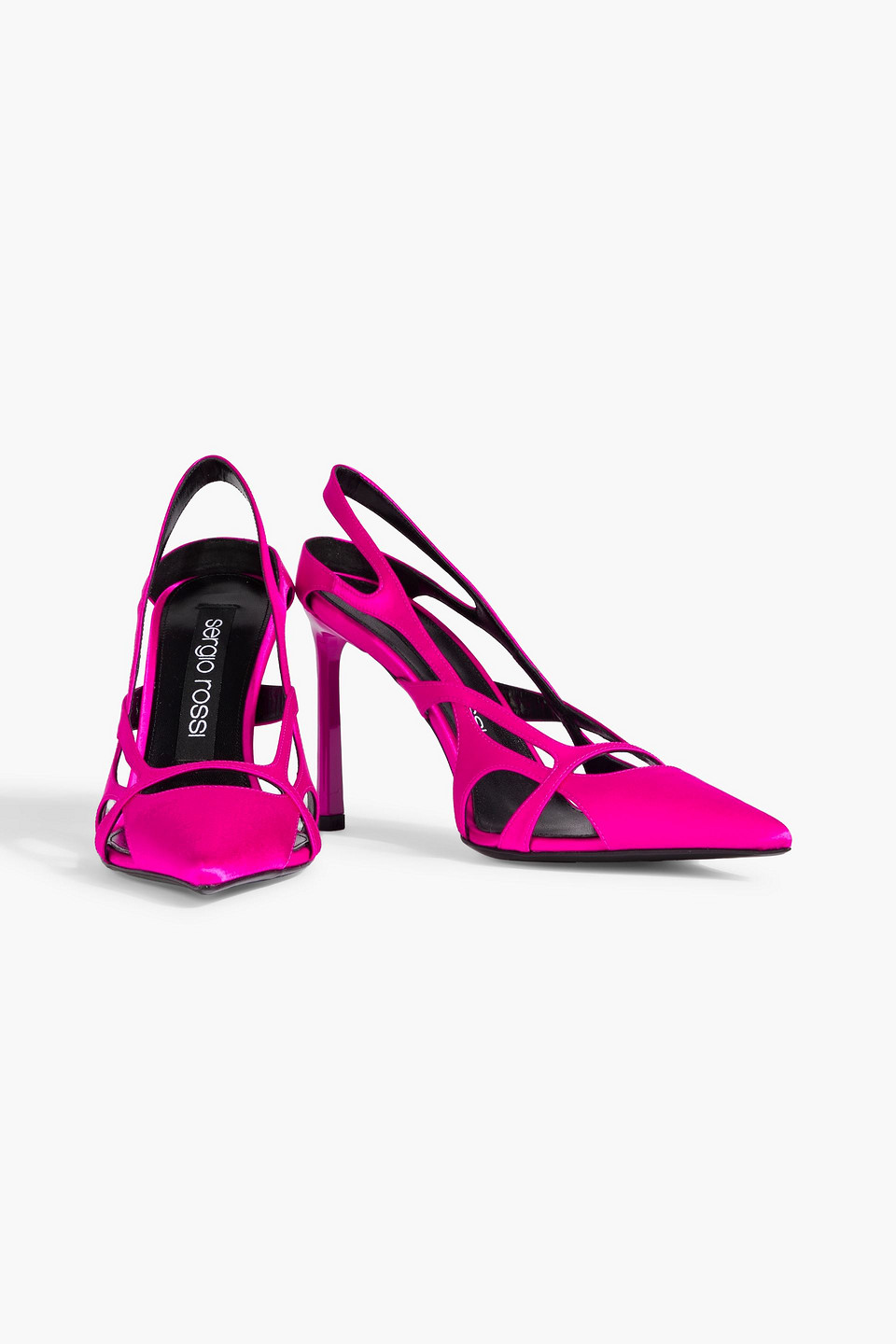 Shop Sergio Rossi Cutout Satin Pumps In Bright Pink