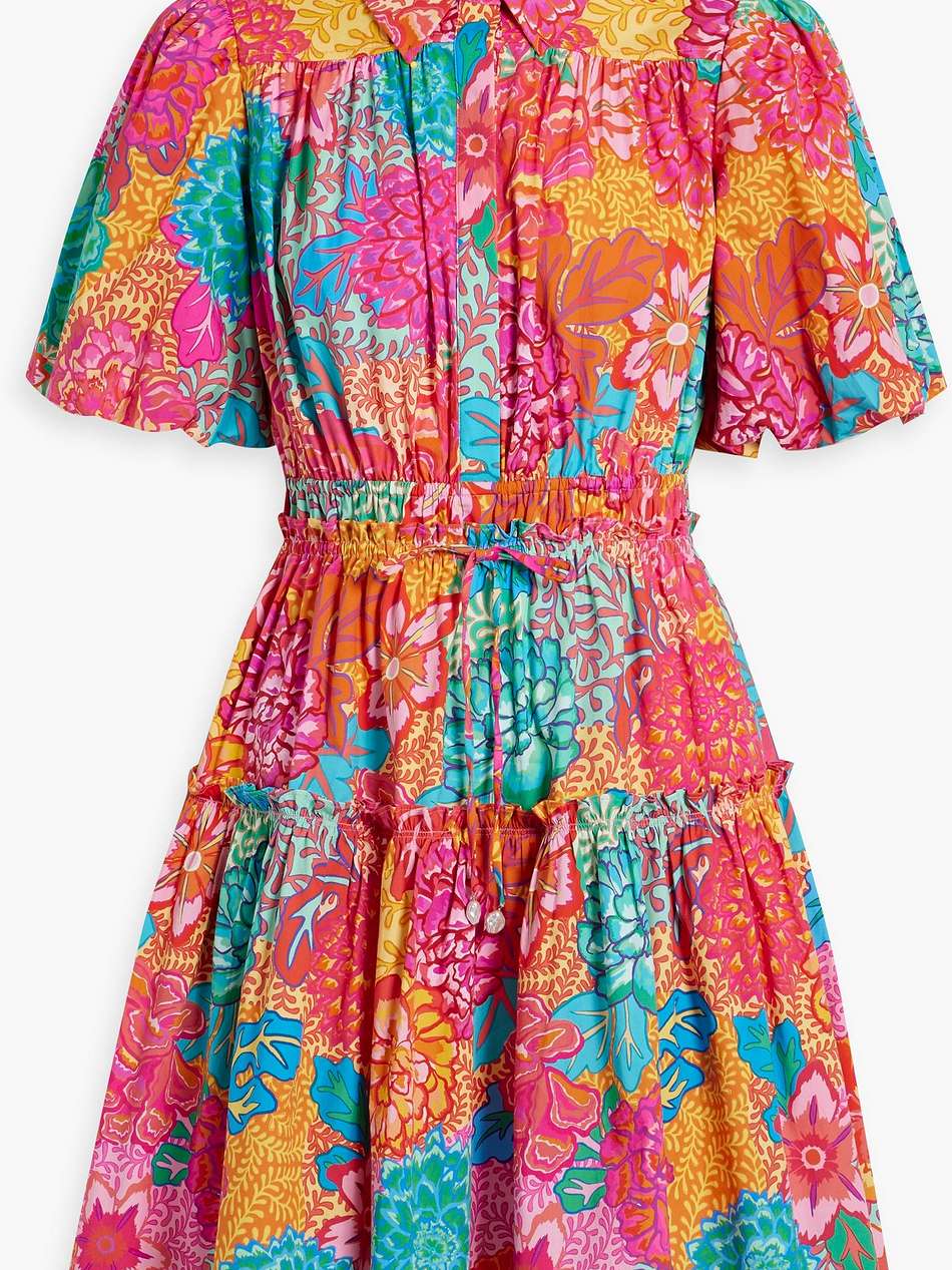 doha printed cotton-blend poplin mini shirt dress