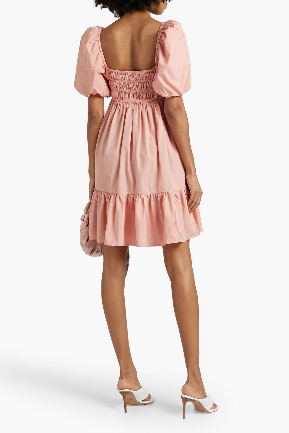 Derek Lam 10 Crosby Ada Ruffled Cotton-poplin Mini Dress In Blush