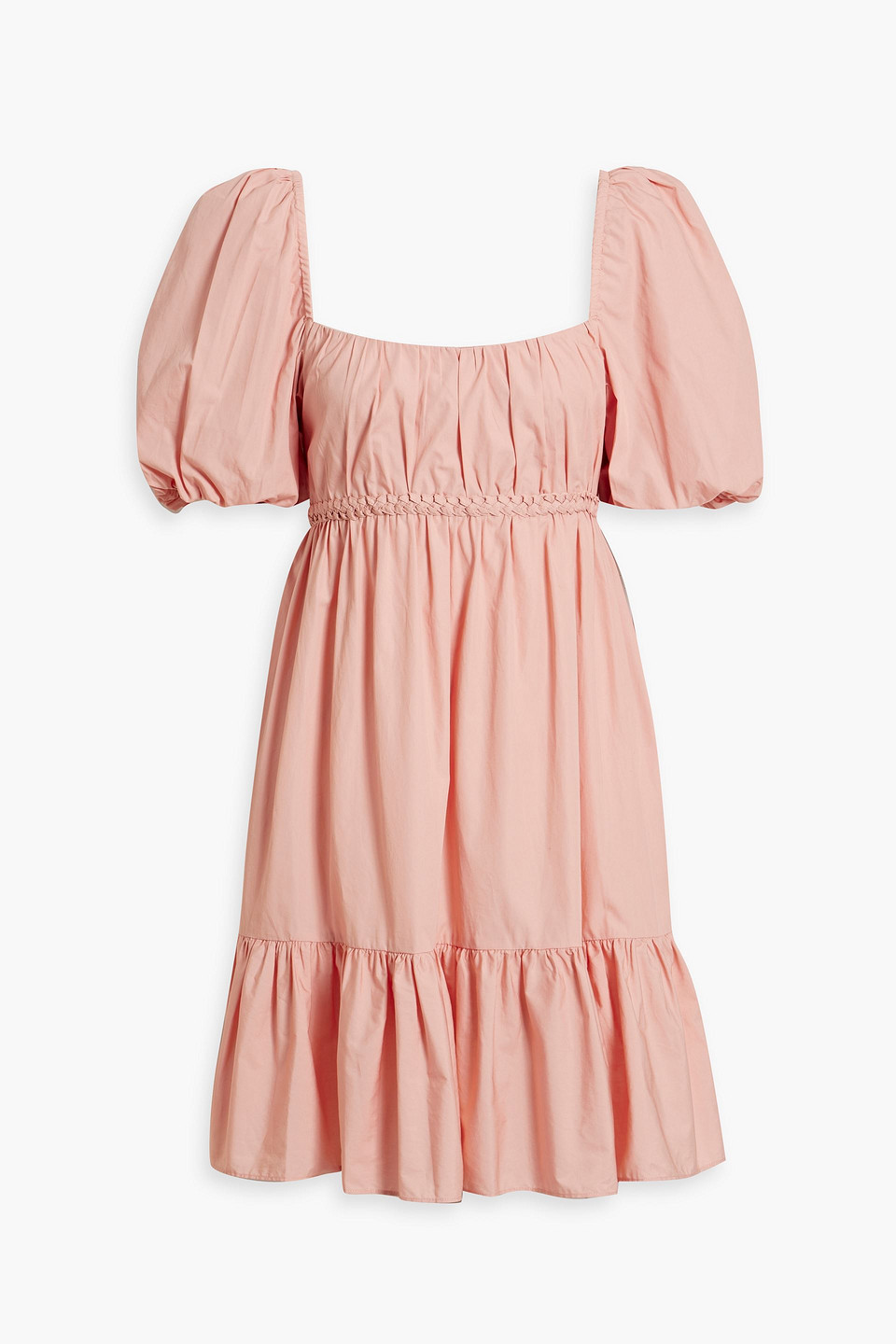 Derek Lam 10 Crosby Ada Ruffled Cotton-poplin Mini Dress In Blush