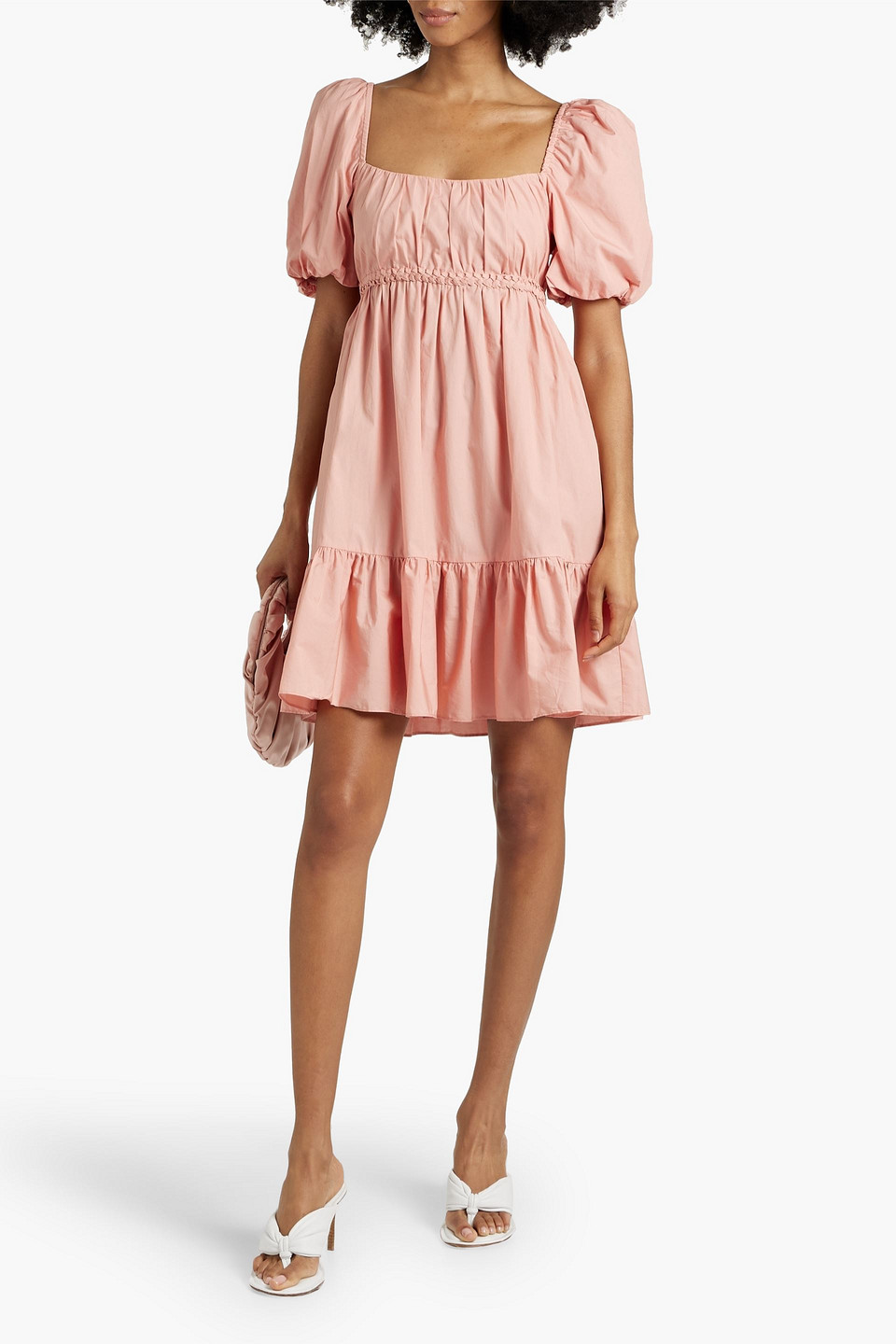 Derek Lam 10 Crosby Ada Ruffled Cotton-poplin Mini Dress In Blush