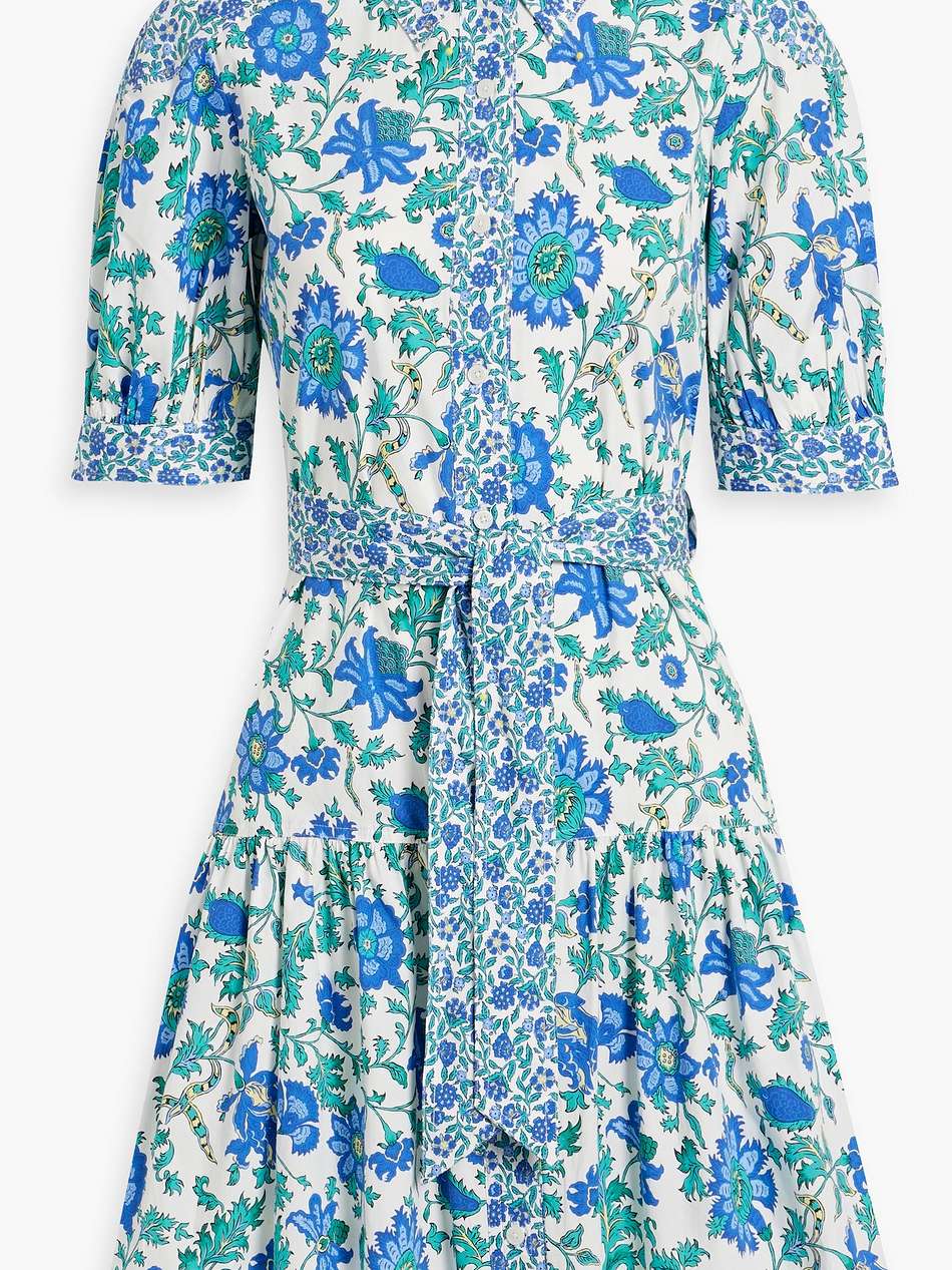 luma floral-print cotton-blend poplin mini shirt dress