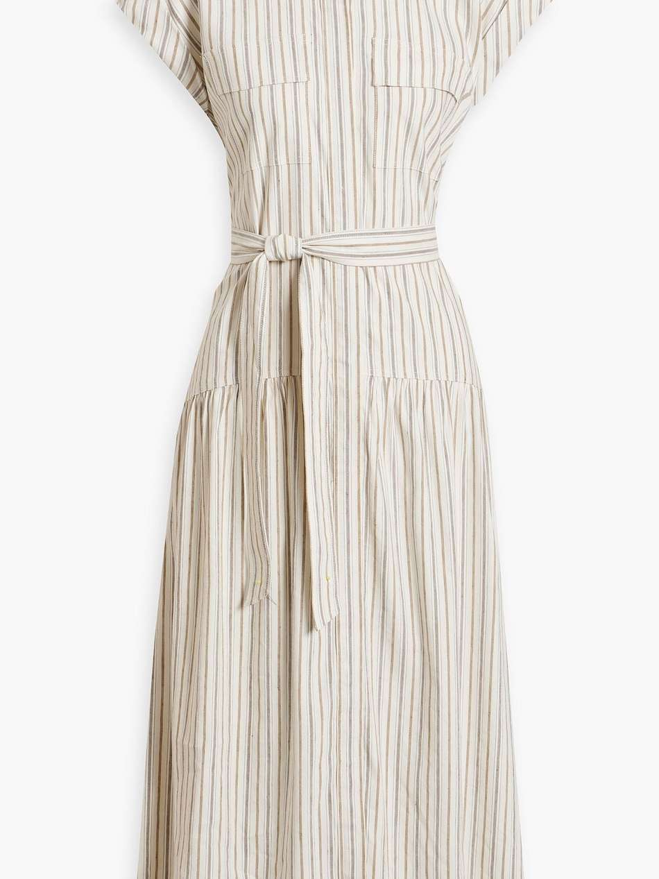 laurel striped linen-blend midi shirt dress