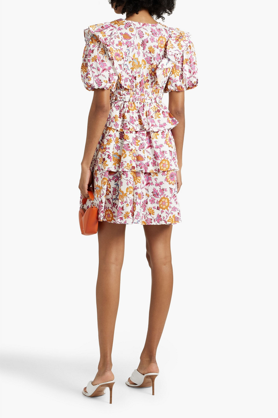 Derek Lam 10 Crosby Ophelia Ruffled Printed Cotton-blend Poplin Mini Dress In Ringelblumenfarben