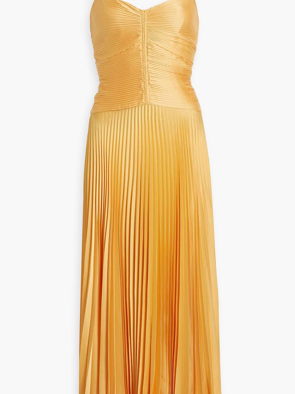 rochelle pleated satin-crepe midi dress