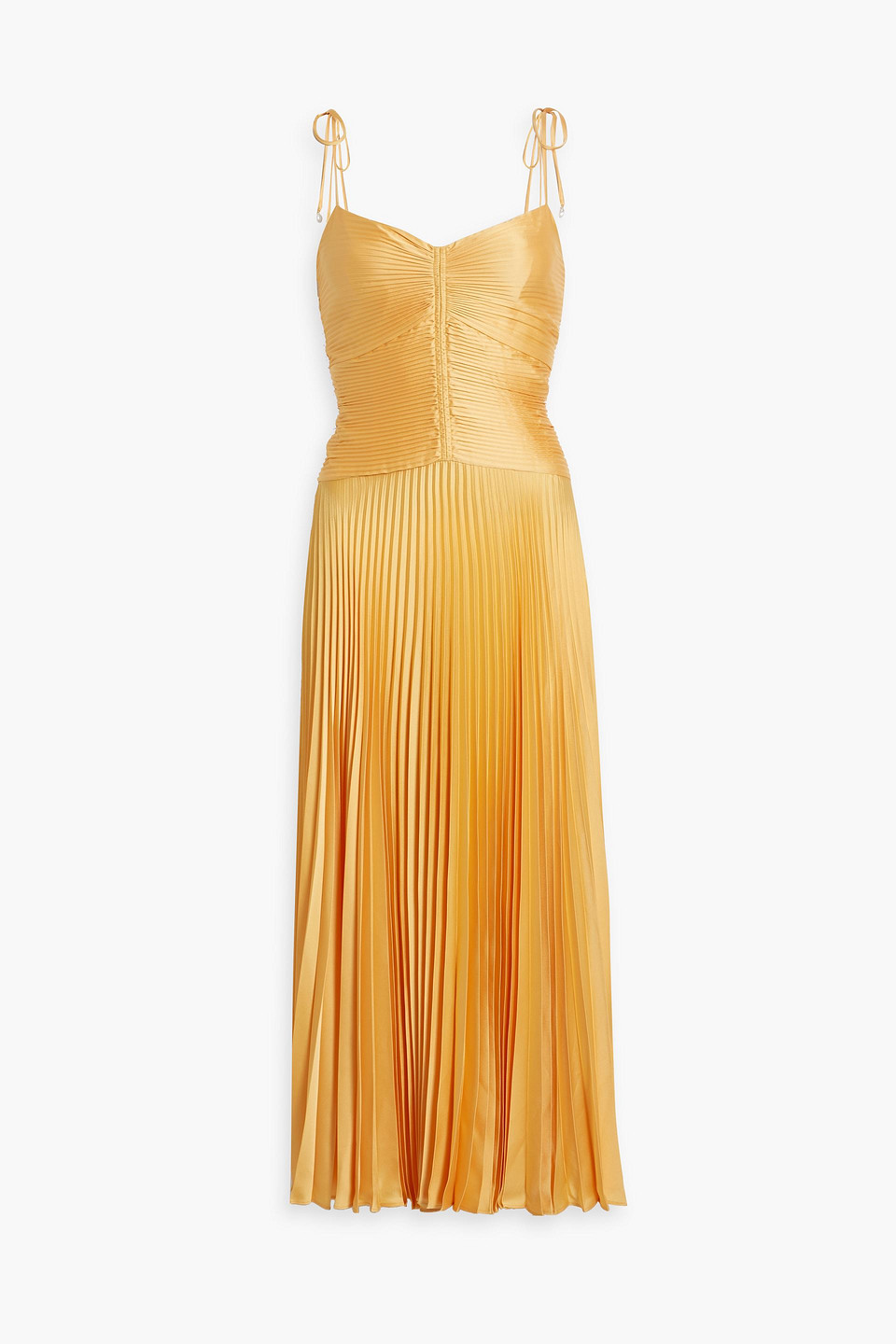 Derek Lam 10 Crosby Rochelle Pleated Satin-crepe Midi Dress In Saffron