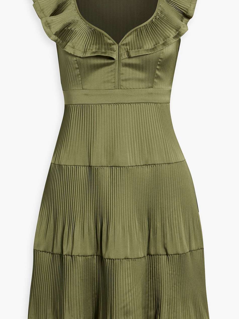 persis ruffled pleated satin-crepe mini dress