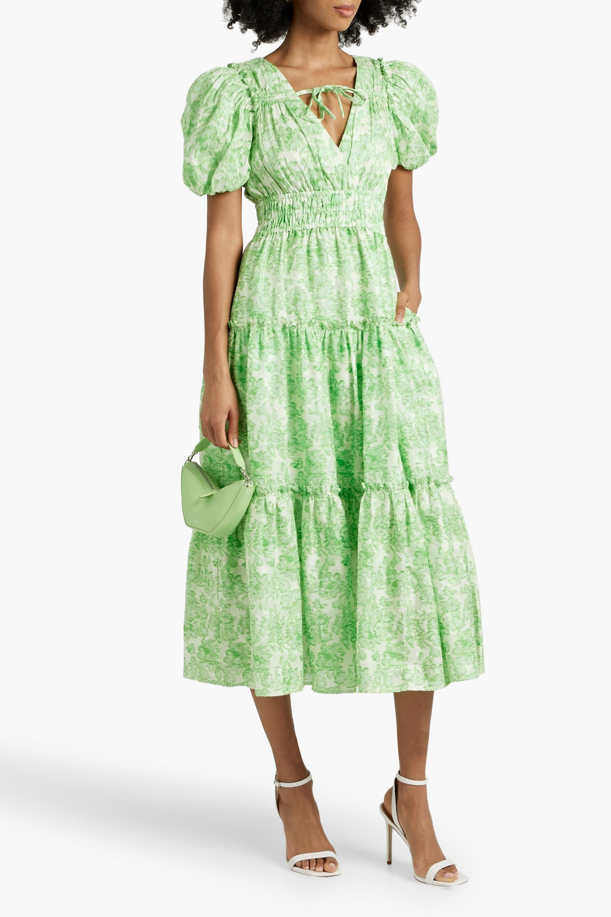 DEREK LAM 10 CROSBY Philippa tiered printed cotton-jacquard midi dress
