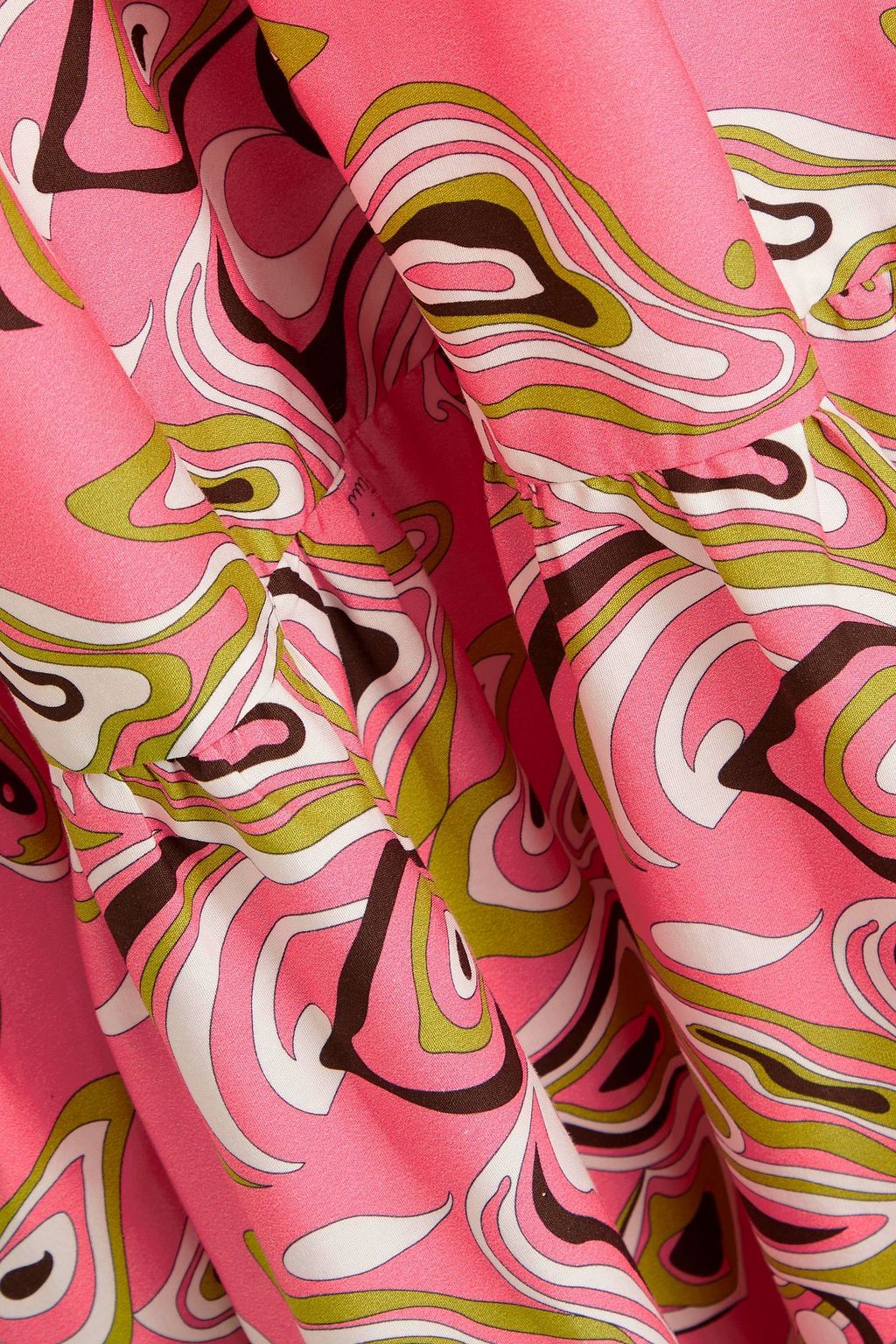 PUCCI فستان طويل مصنوع من قطن بوبلين بطبقات متدرجة ومزين بطبعات