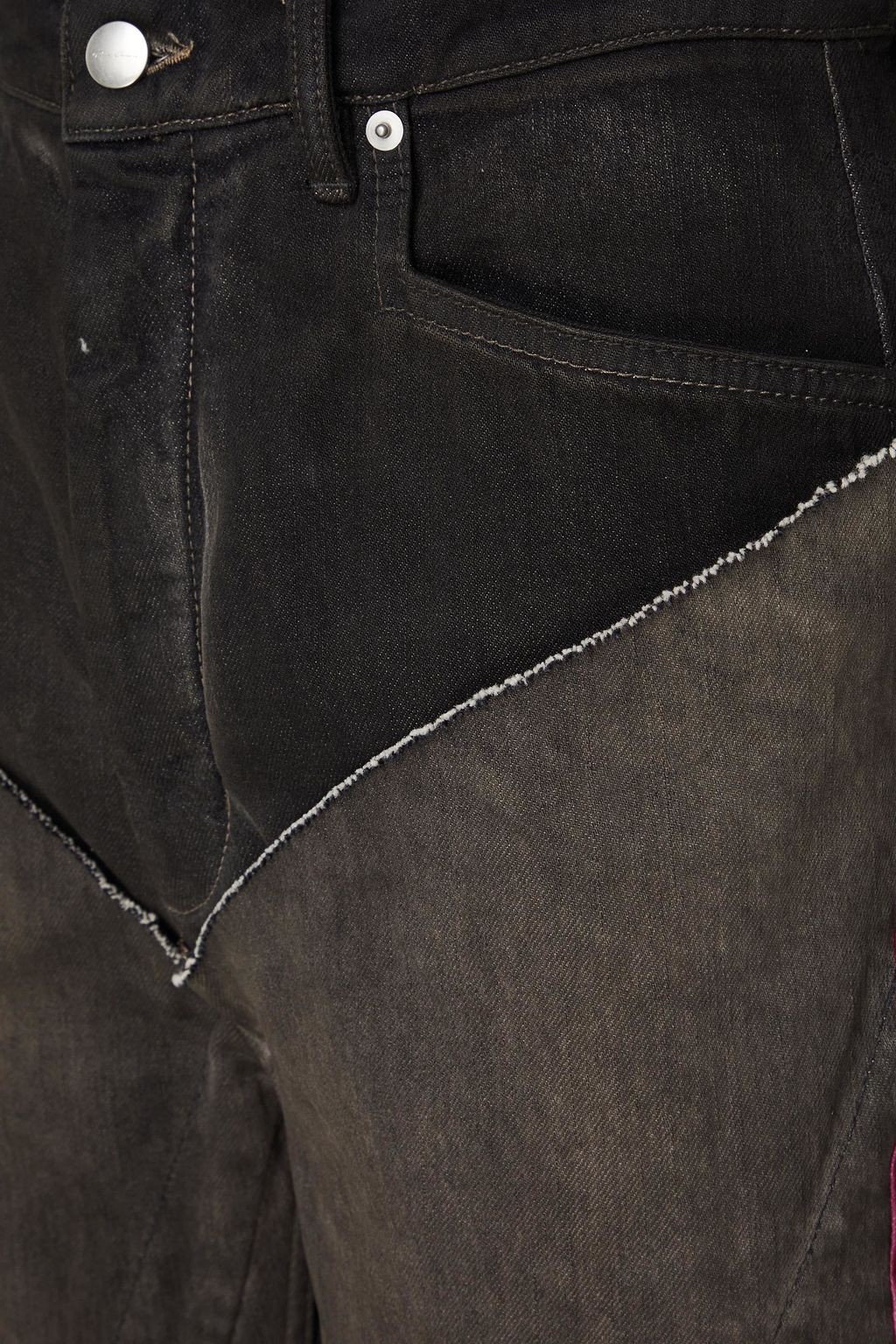 RICK OWENS 메탈릭 트리밍 데님 플레어 진