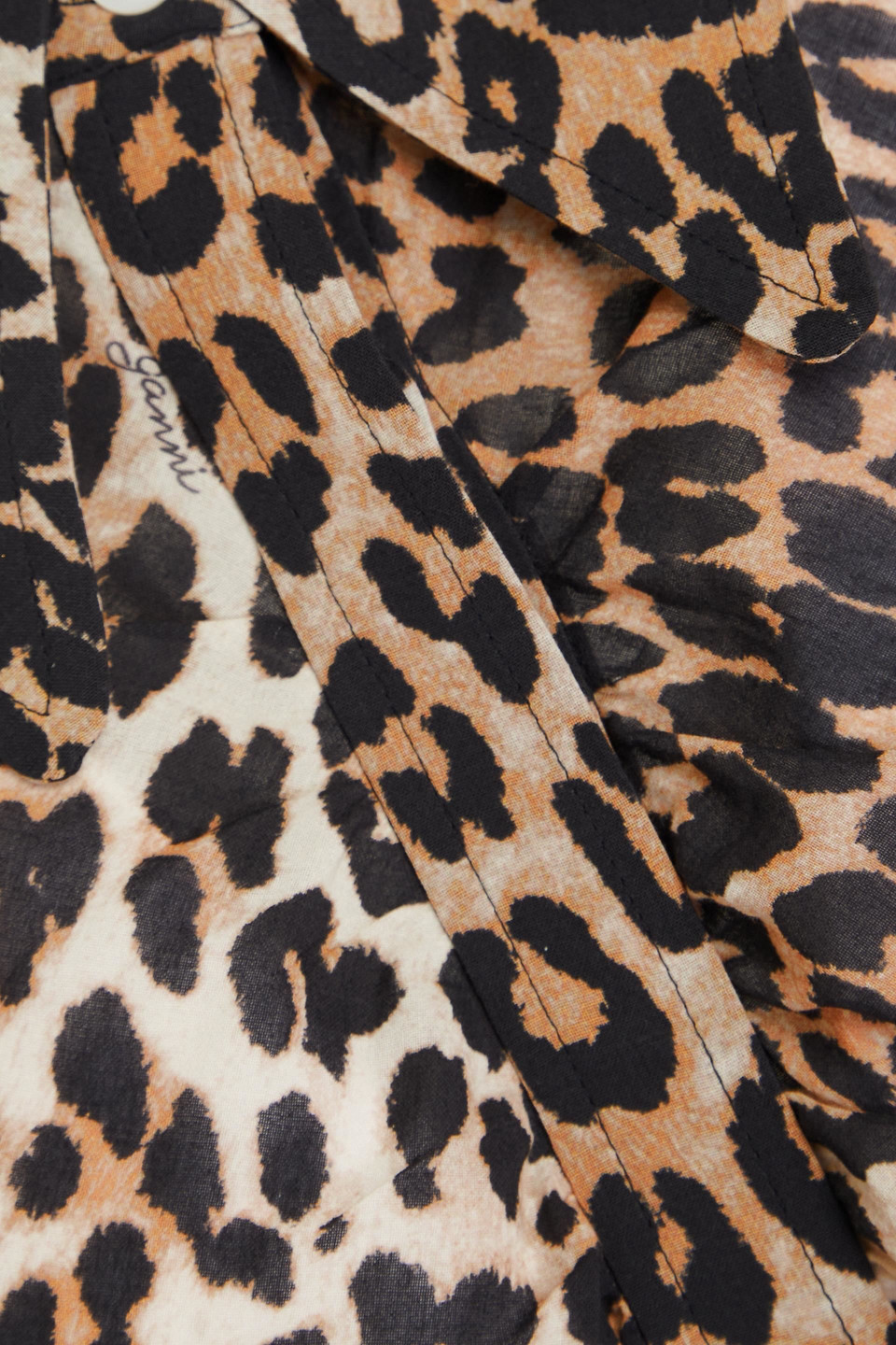 Ganni Organic Cotton Shirt All-over Leopard Print In Animal Print
