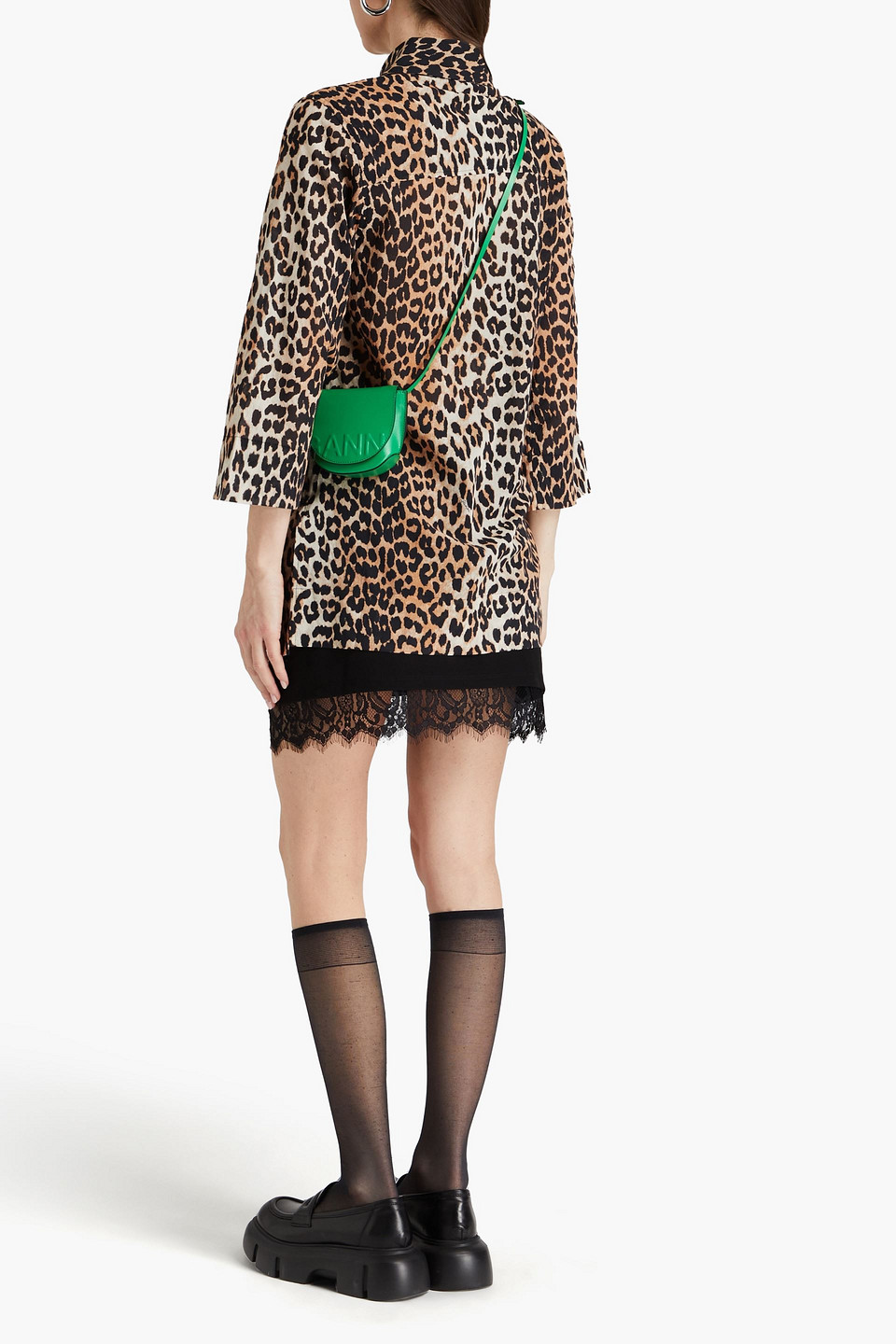 Ganni Organic Cotton Shirt All-over Leopard Print In Animal Print