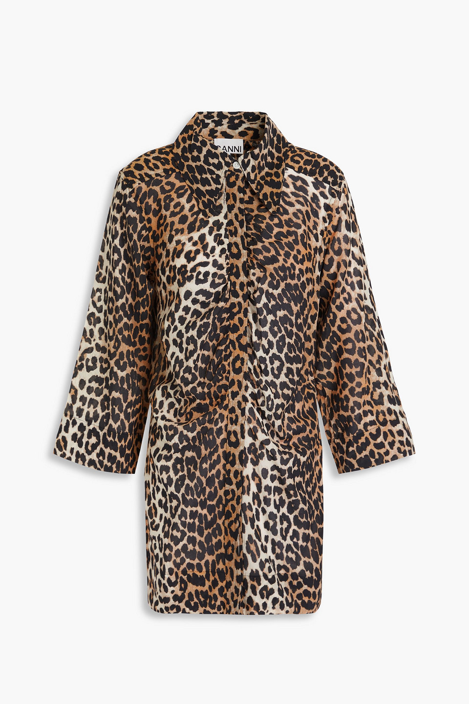 Ganni Organic Cotton Shirt All-over Leopard Print In Animal Print