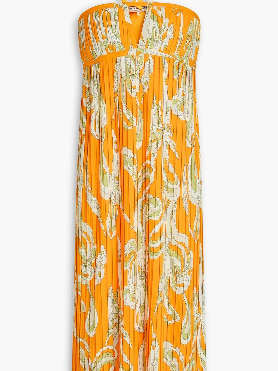 pleated printed jersey midi dress