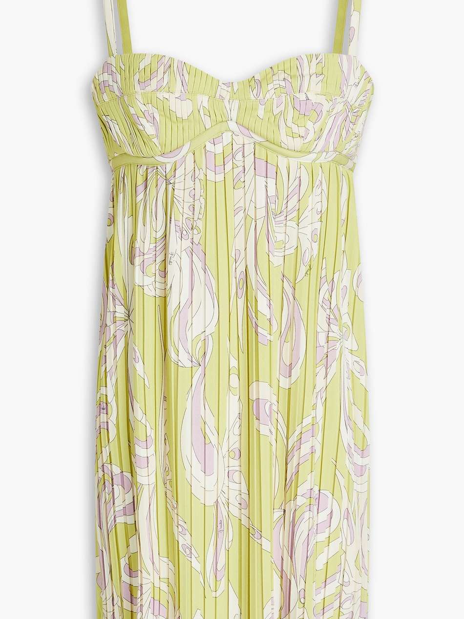 cutout pleated printed jersey mini dress