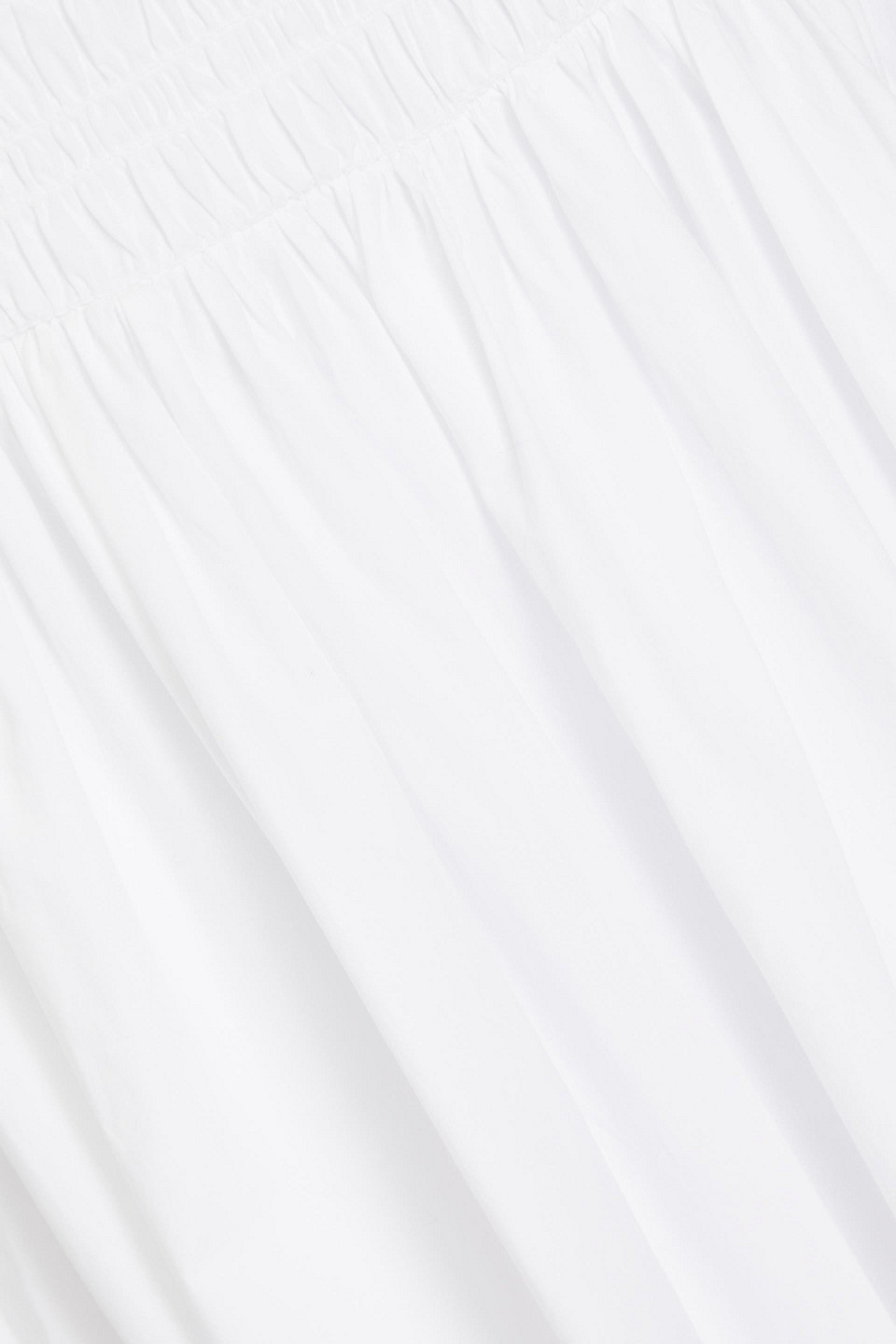 Shop Ganni Shirred Cotton-poplin Maxi Dress In White