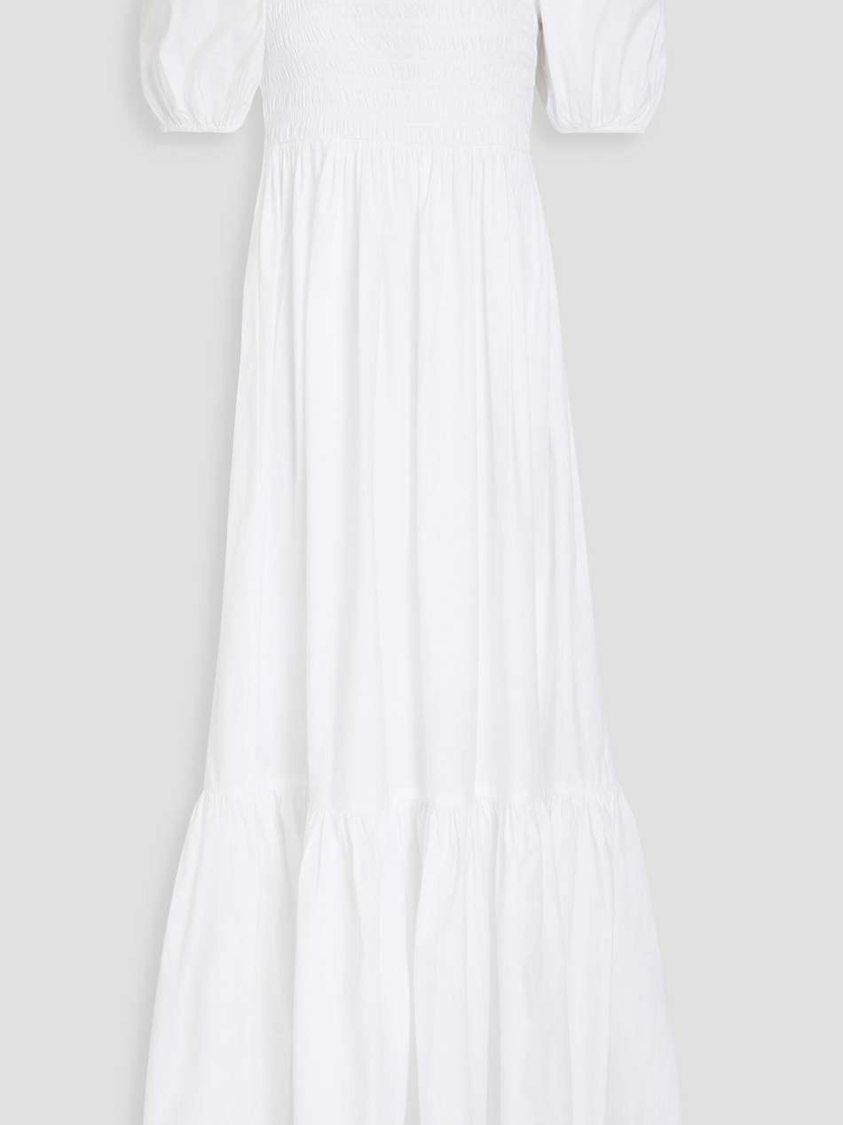 shirred cotton-poplin maxi dress