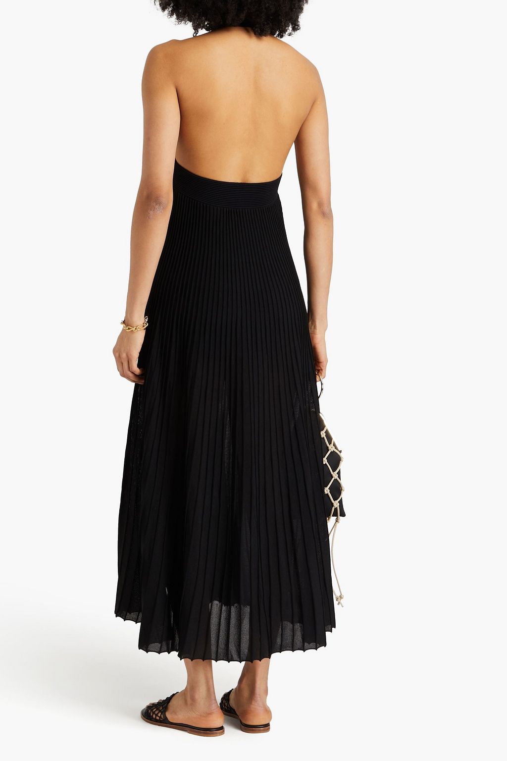 KHAITE Annika cutout ribbed-knit halterneck midi dress