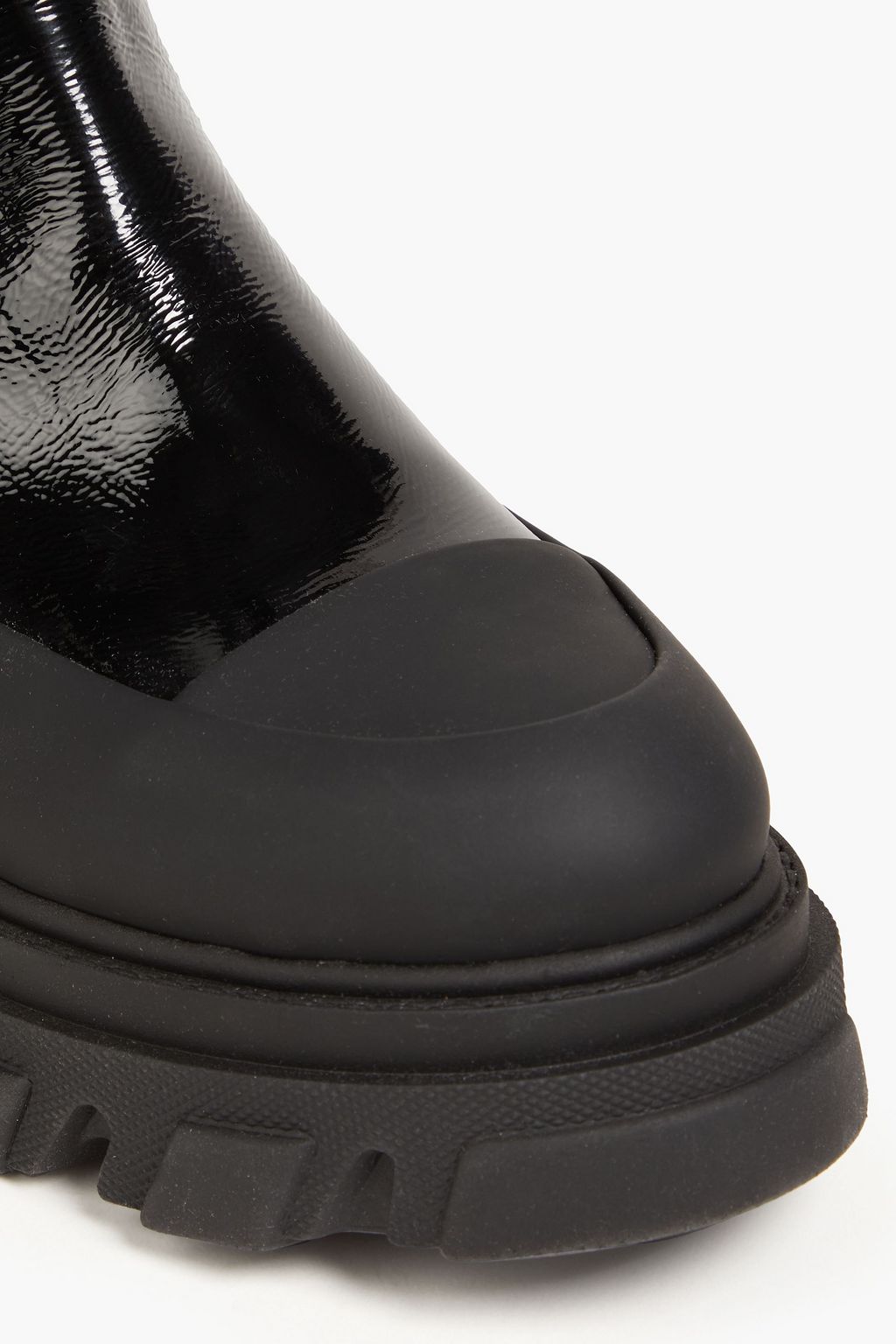 GANNI Crinkled patent-leather Chelsea boots