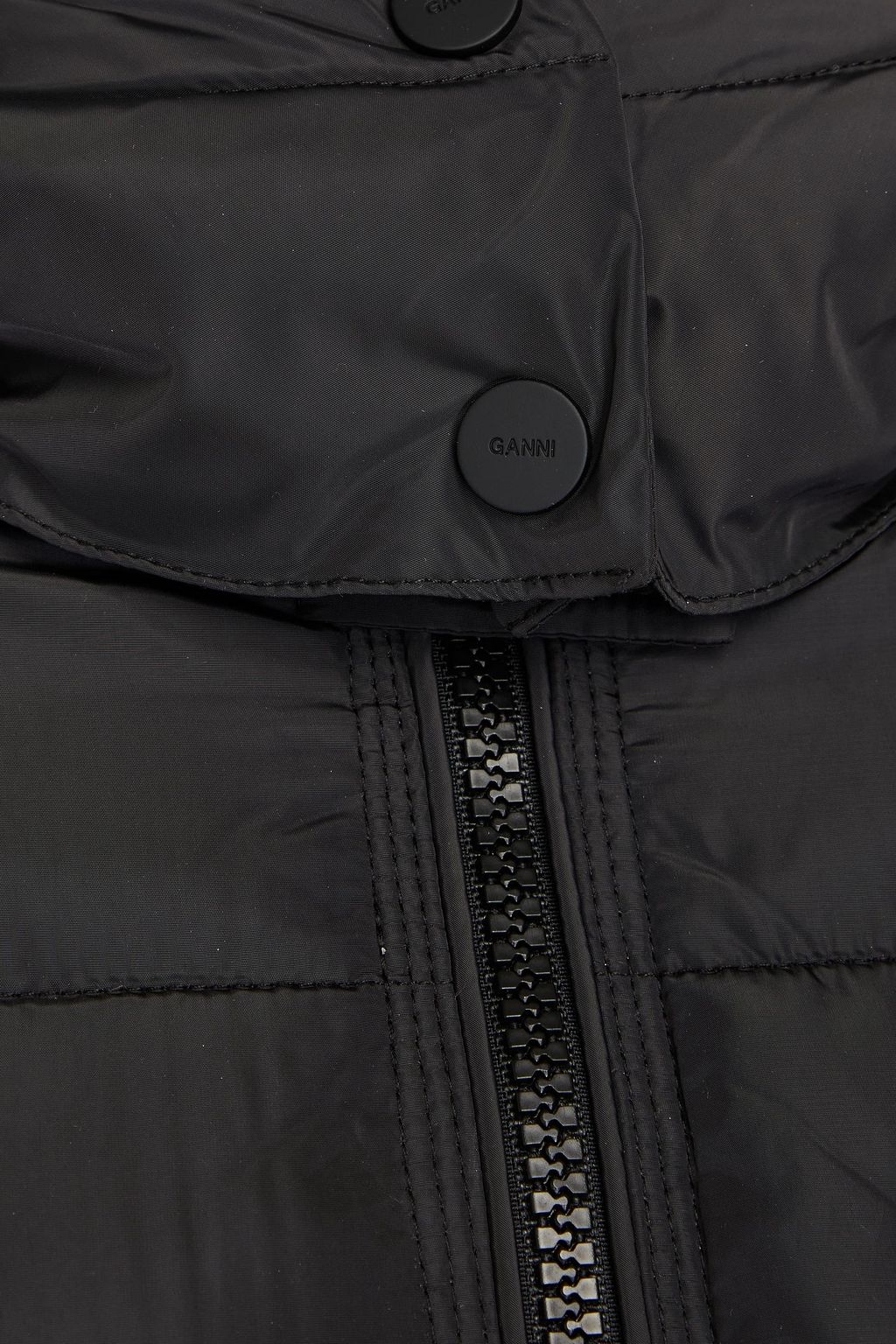 GANNI Quilted shell hooded coat