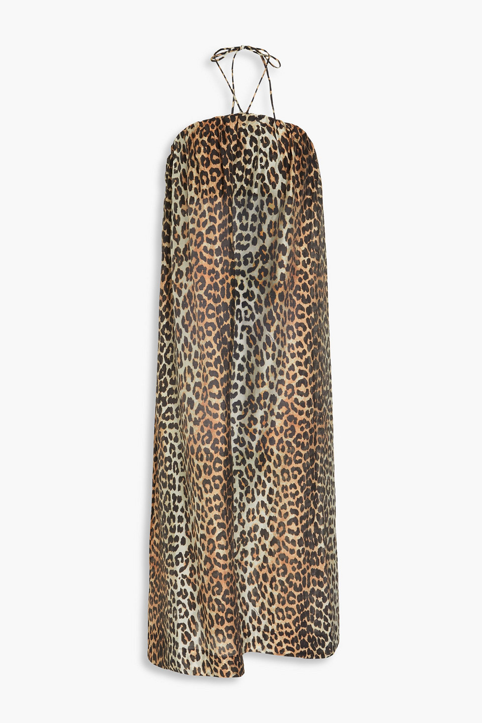 Ganni Leopard-print Tencel-blend Voile Midi Dress In Animal Print