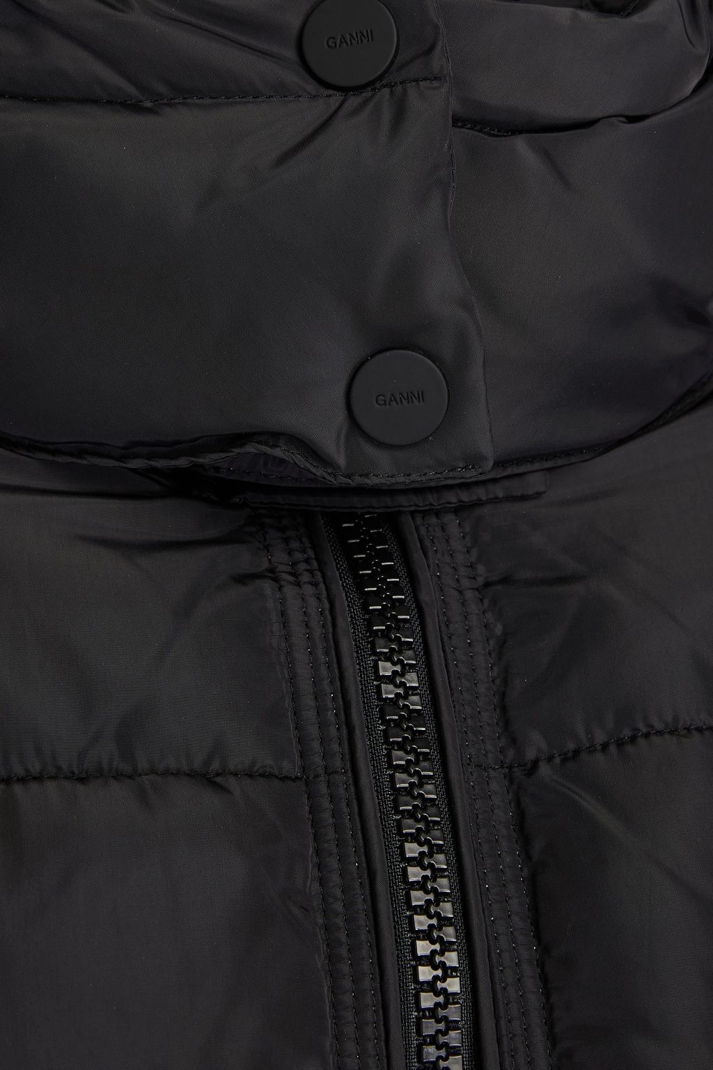 GANNI Appliquéd quilted shell hooded jacket