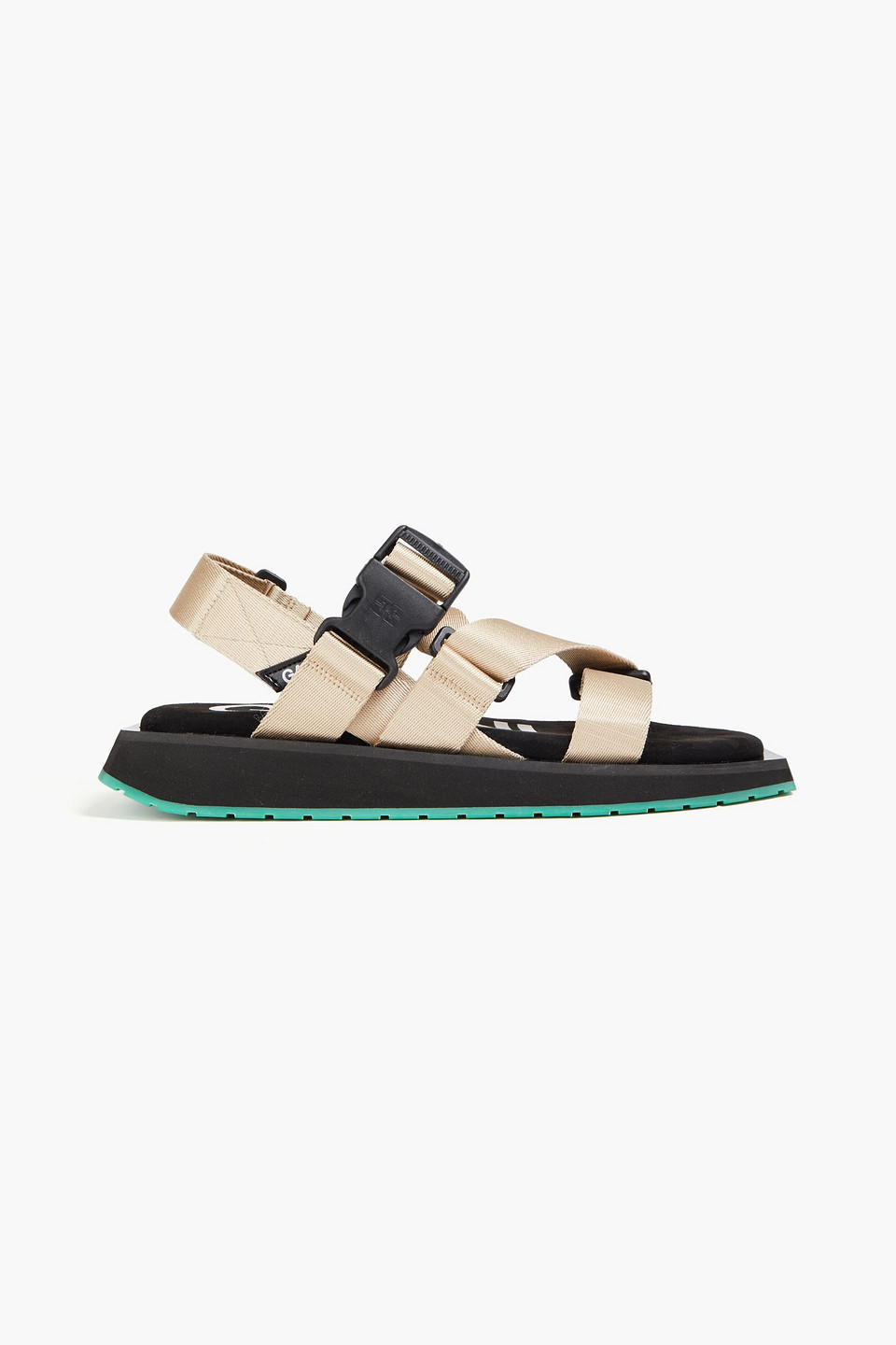 Ganni Performance Webbing Flat Sandals In Beige