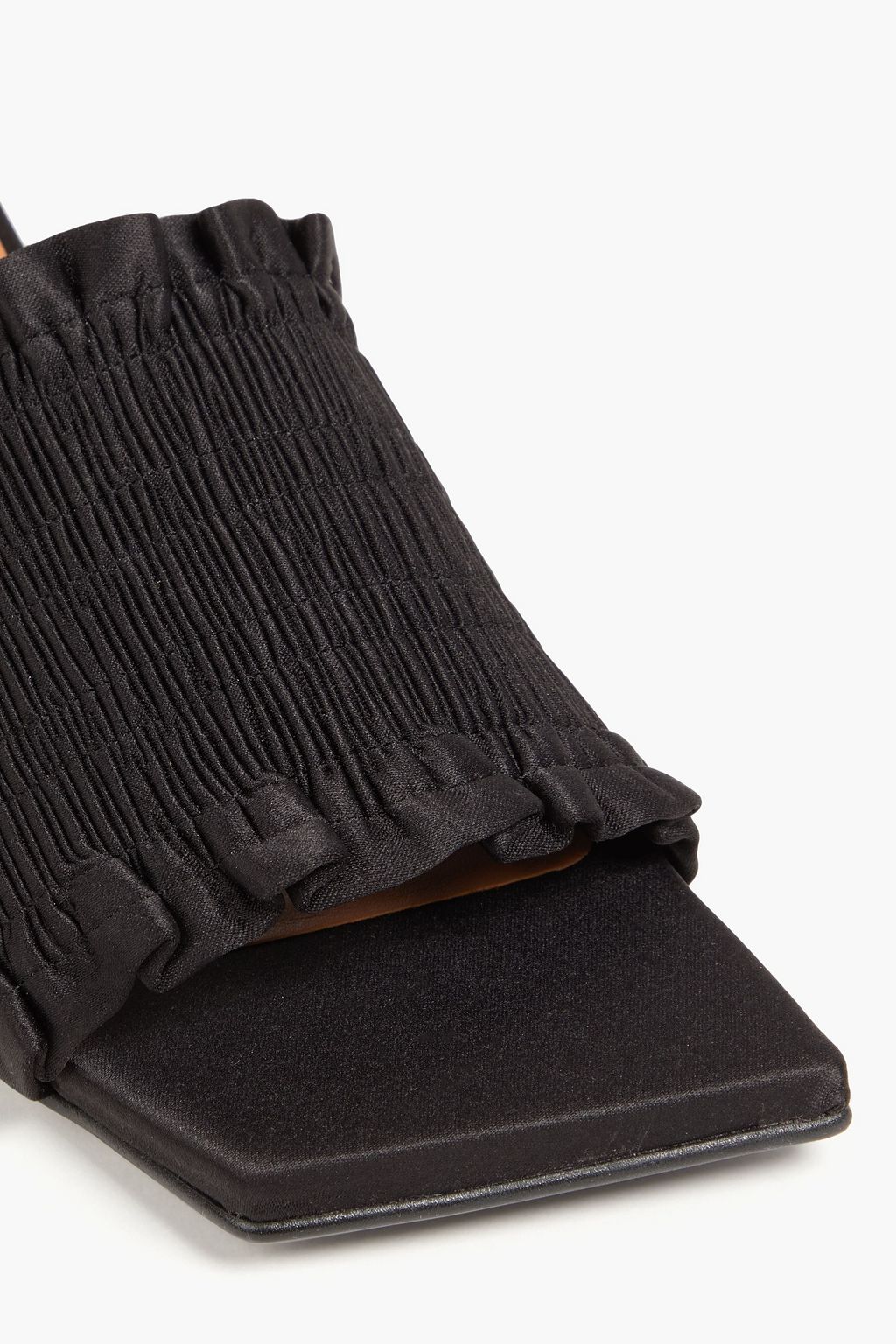 GANNI Shirred satin mules