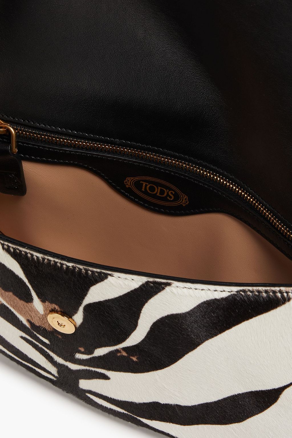 TOD'S حقيبة كروس بودي من وبر العجل بطبعة جلد الحمار الوحشي