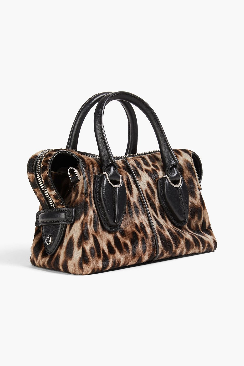TOD'S Any Bauletto leopard-print calf hair and leather tote
