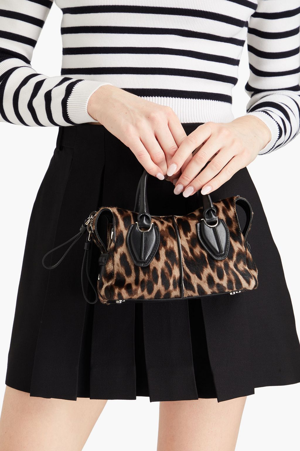 TOD'S Any Bauletto leopard-print calf hair and leather tote