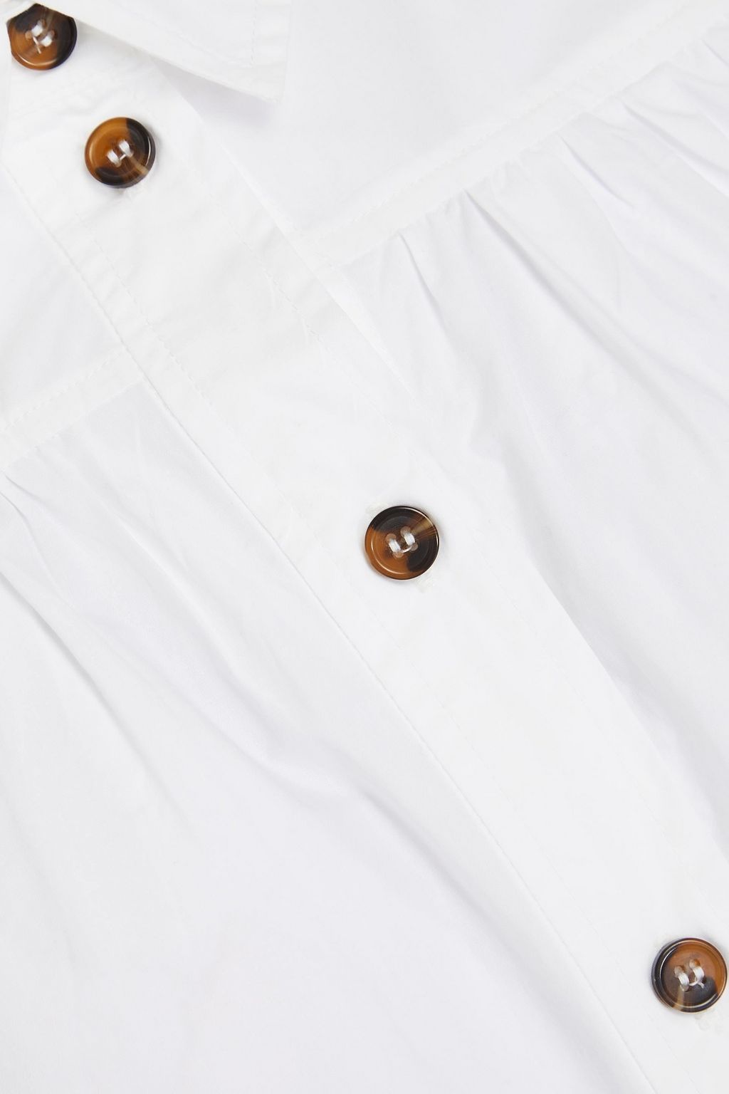 GANNI Gathered cotton-poplin shirt