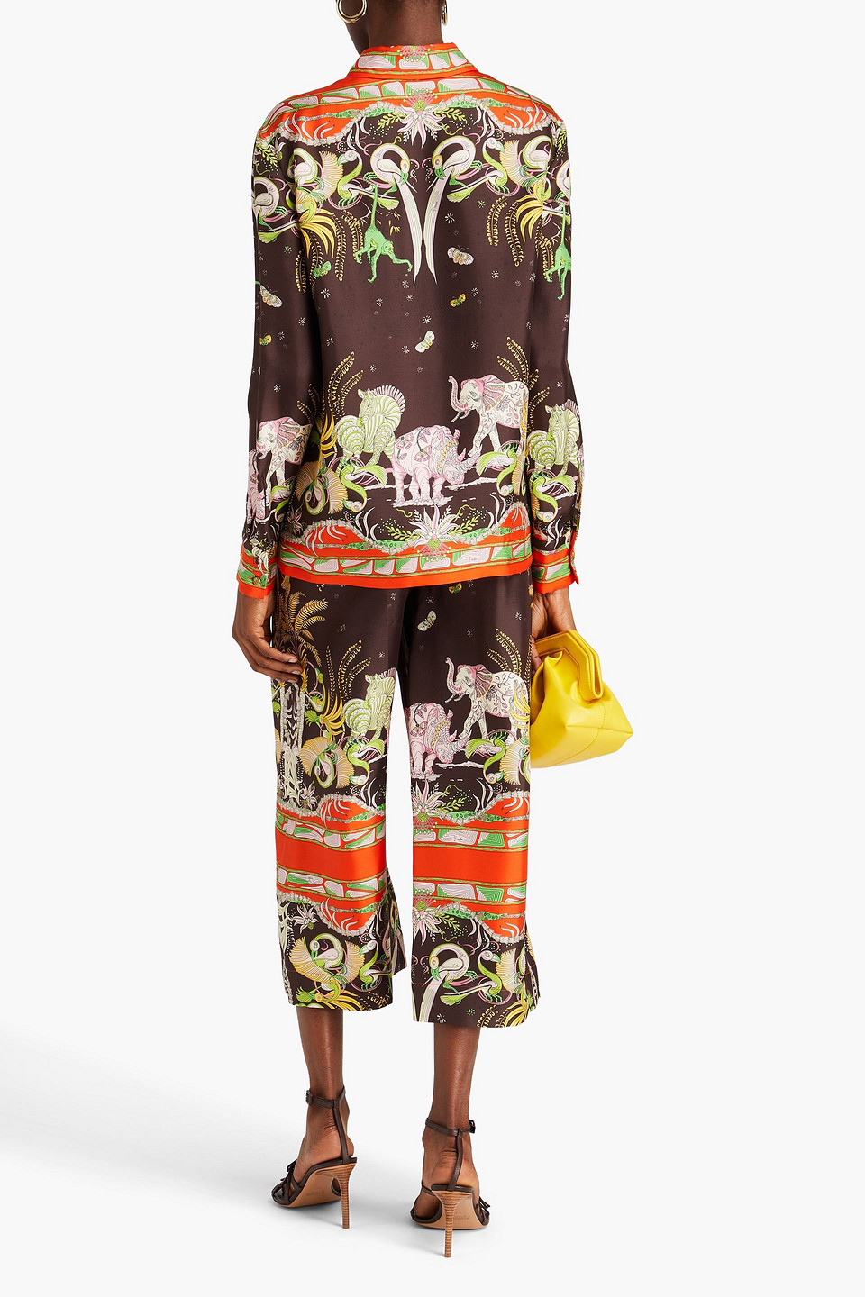 Pucci Printed Silk-twill Shirt In Dark Brown