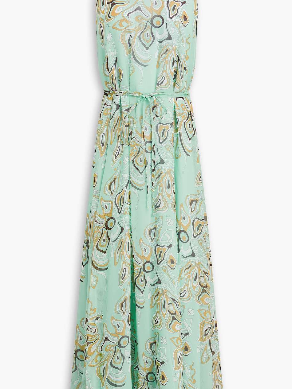 belted printed silk-chiffon maxi dress