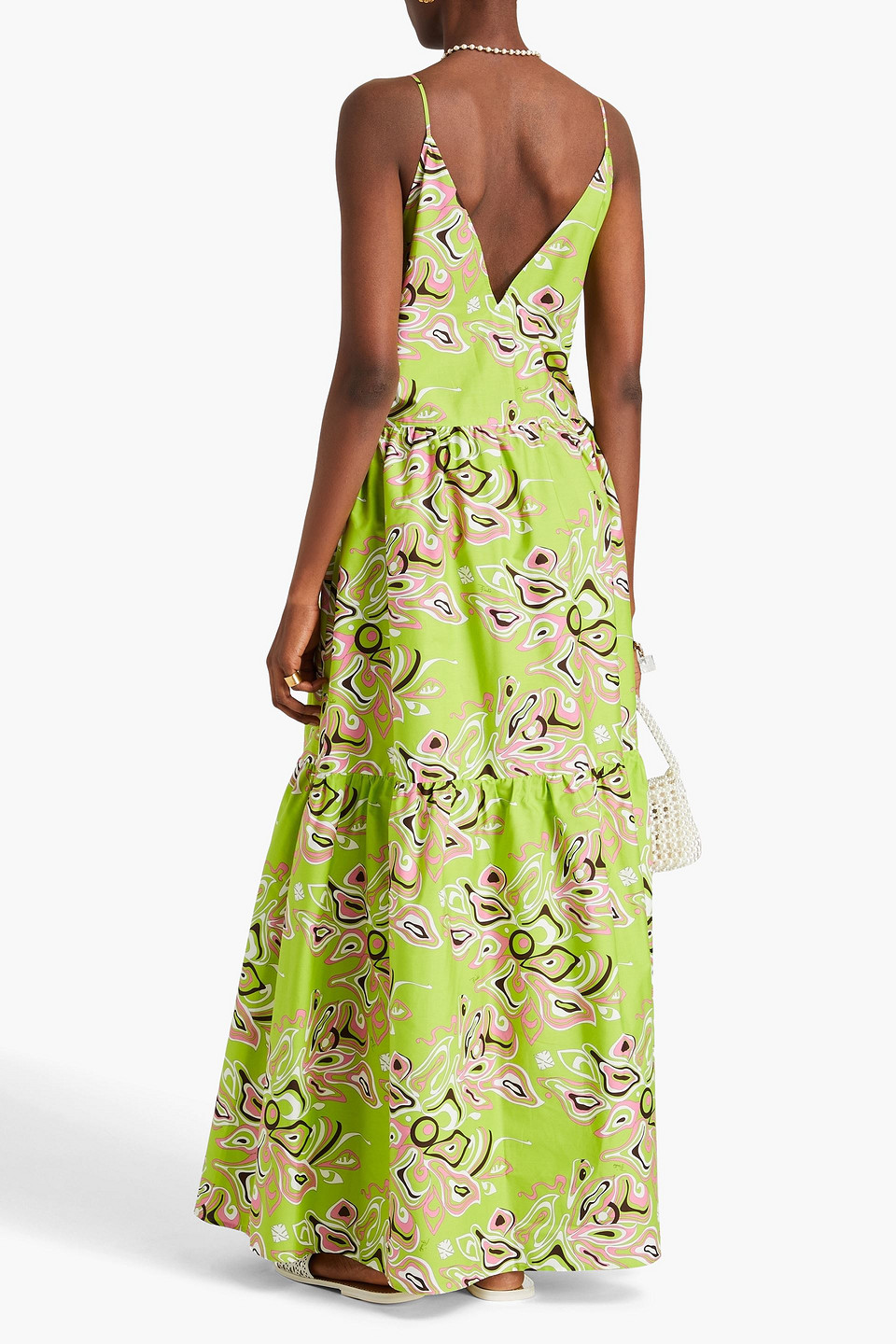 Pucci Printed Cotton-poplin Maxi Dress In Lime Green