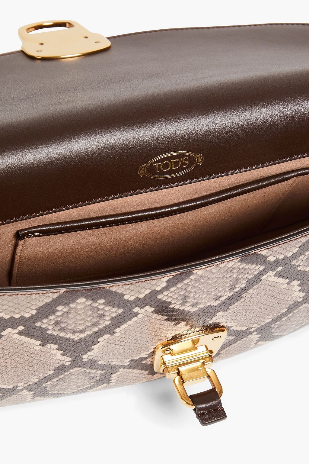 TOD'S Aoj Tracollina Demi-Lune snake-print leather cross-body bag